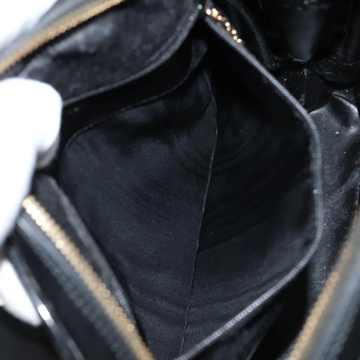 GUCCI Bamboo Shoulder Bag Patent leather Black  bs16780