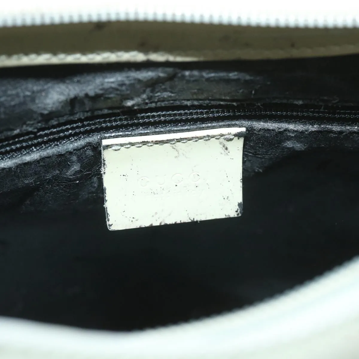 GUCCI Bamboo Shoulder Bag Patent leather Ivory  56566