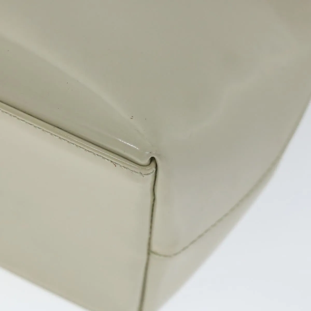 GUCCI Bamboo Shoulder Bag Patent leather Ivory  56566