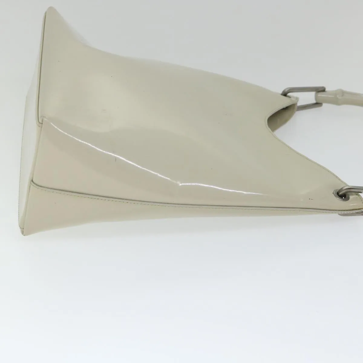 GUCCI Bamboo Shoulder Bag Patent leather Ivory  56566