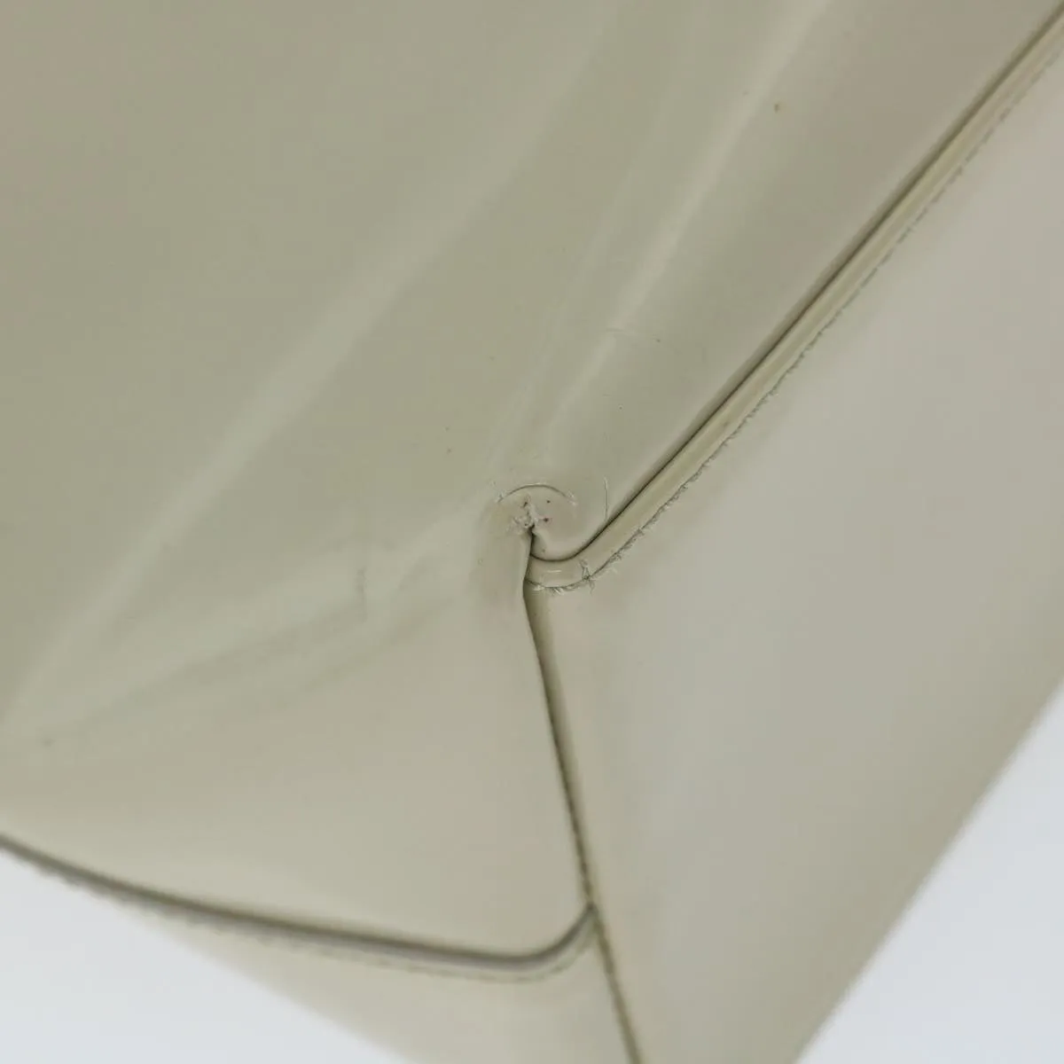 GUCCI Bamboo Shoulder Bag Patent leather Ivory  56566