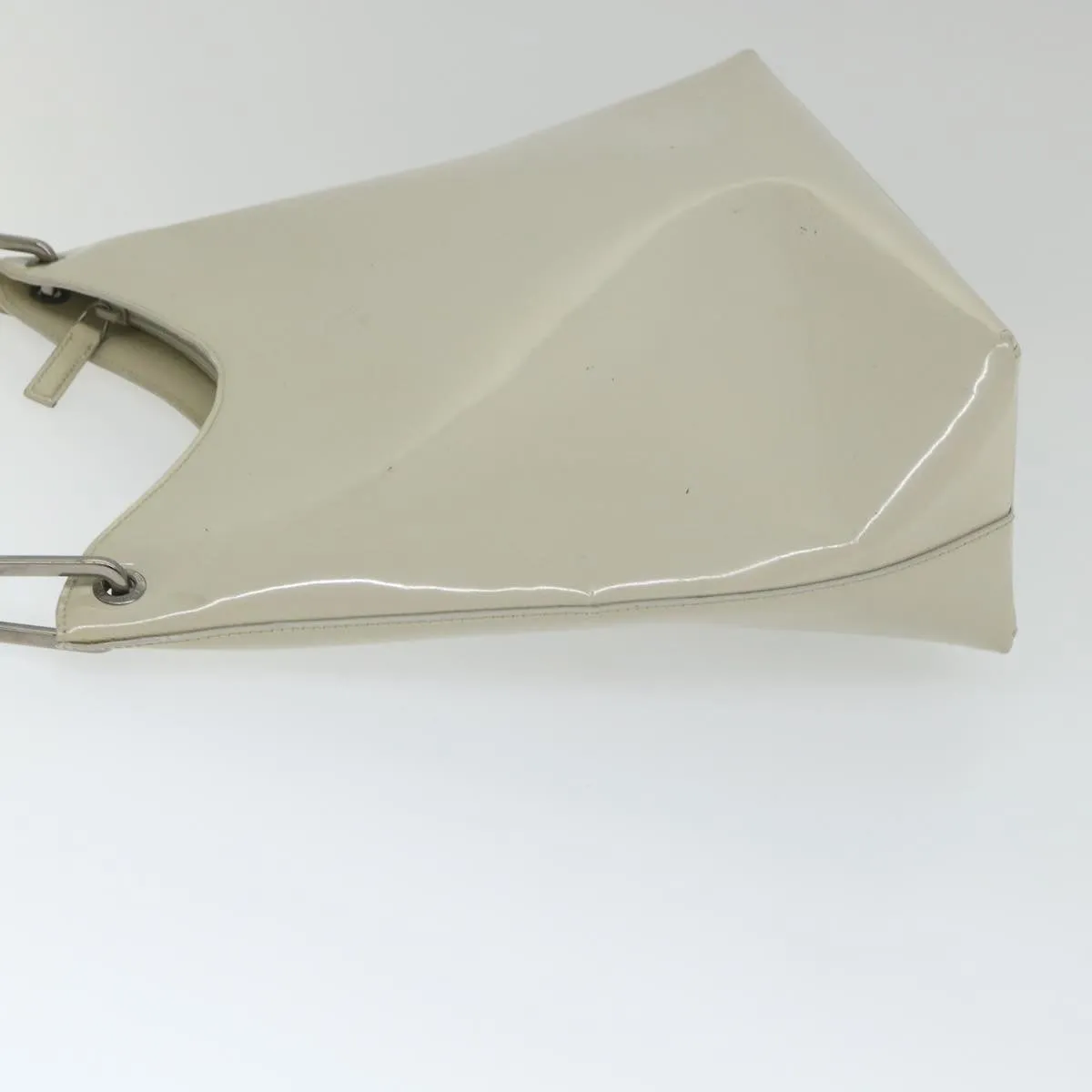 GUCCI Bamboo Shoulder Bag Patent leather Ivory  56566