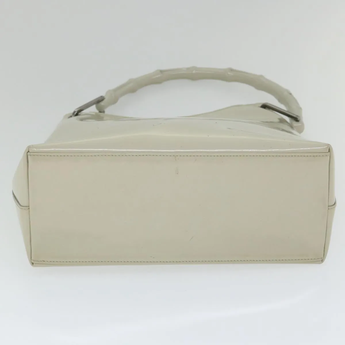 GUCCI Bamboo Shoulder Bag Patent leather Ivory  56566