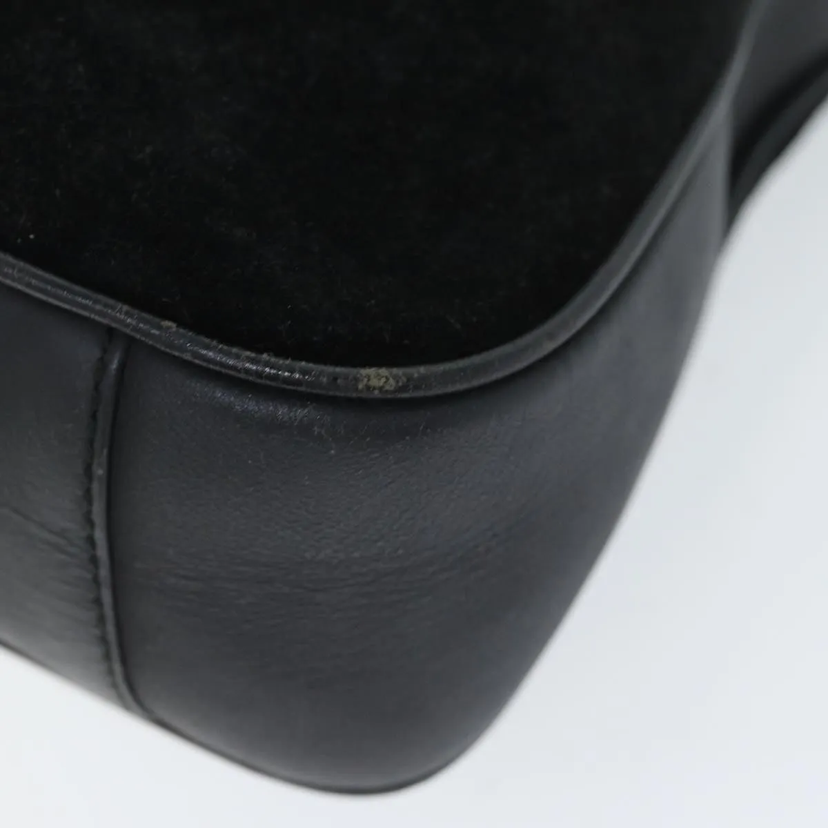 GUCCI Bamboo Shoulder Bag Suede Black 001 1014 1638  73912