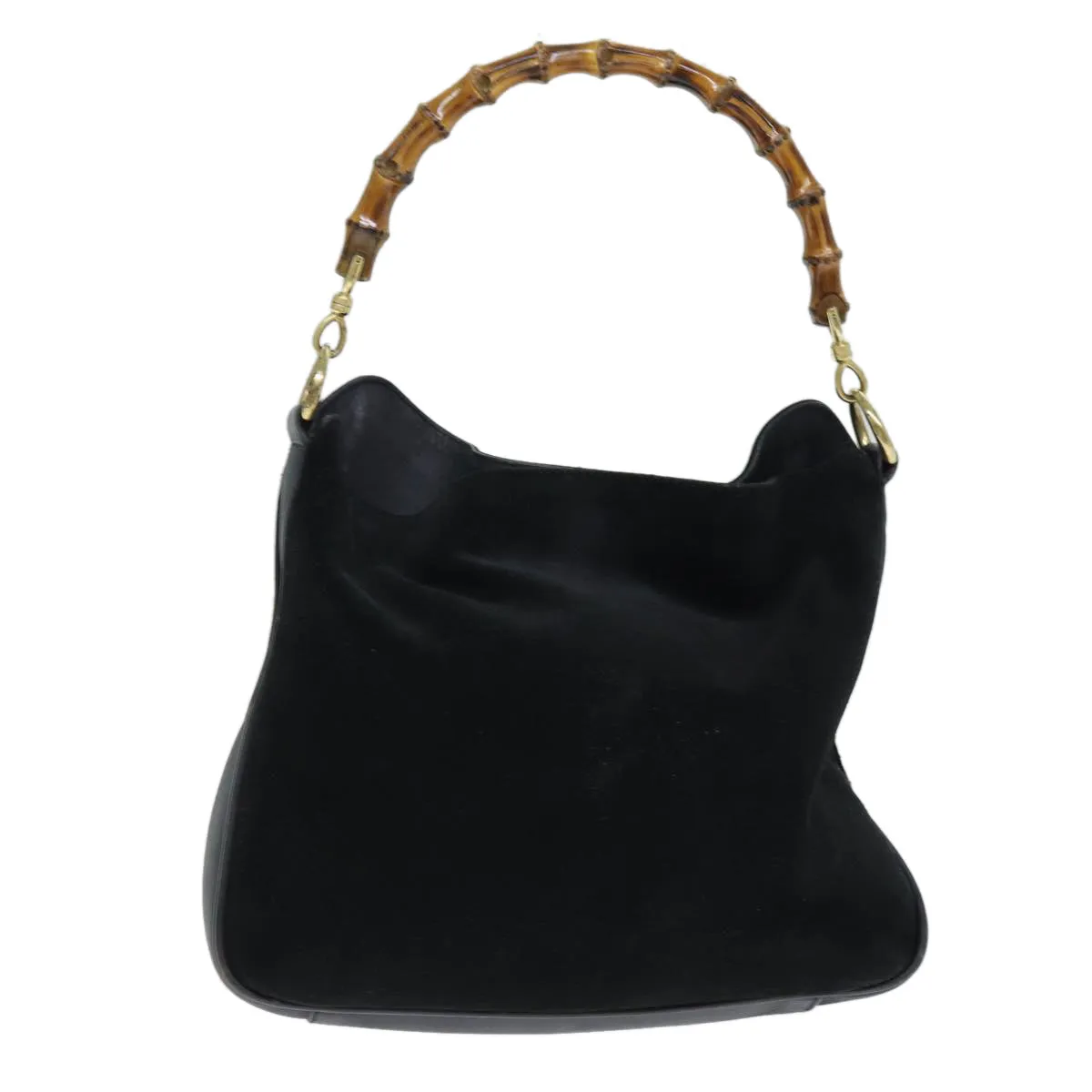 GUCCI Bamboo Shoulder Bag Suede Black 001 1014 1638  73912