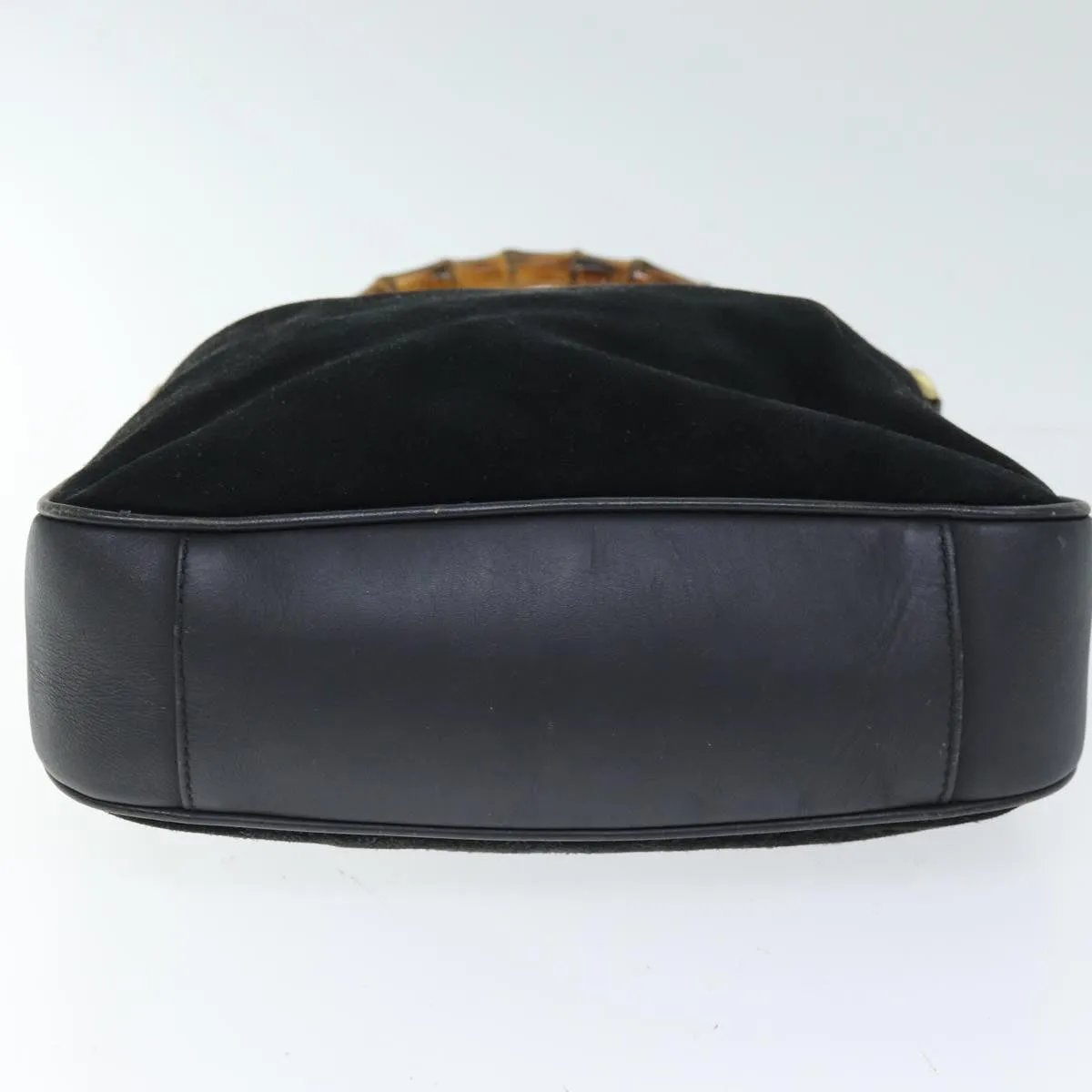 GUCCI Bamboo Shoulder Bag Suede Black 001 1014 1638  73912