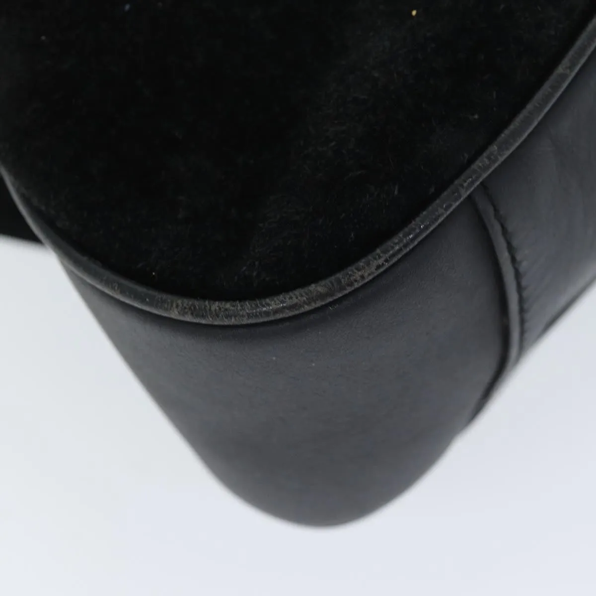 GUCCI Bamboo Shoulder Bag Suede Black 001 1014 1638  73912