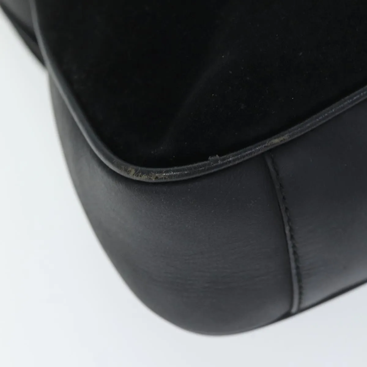 GUCCI Bamboo Shoulder Bag Suede Black 001 1014 1638  73912