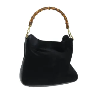 GUCCI Bamboo Shoulder Bag Suede Black 001 1014 1638  73912