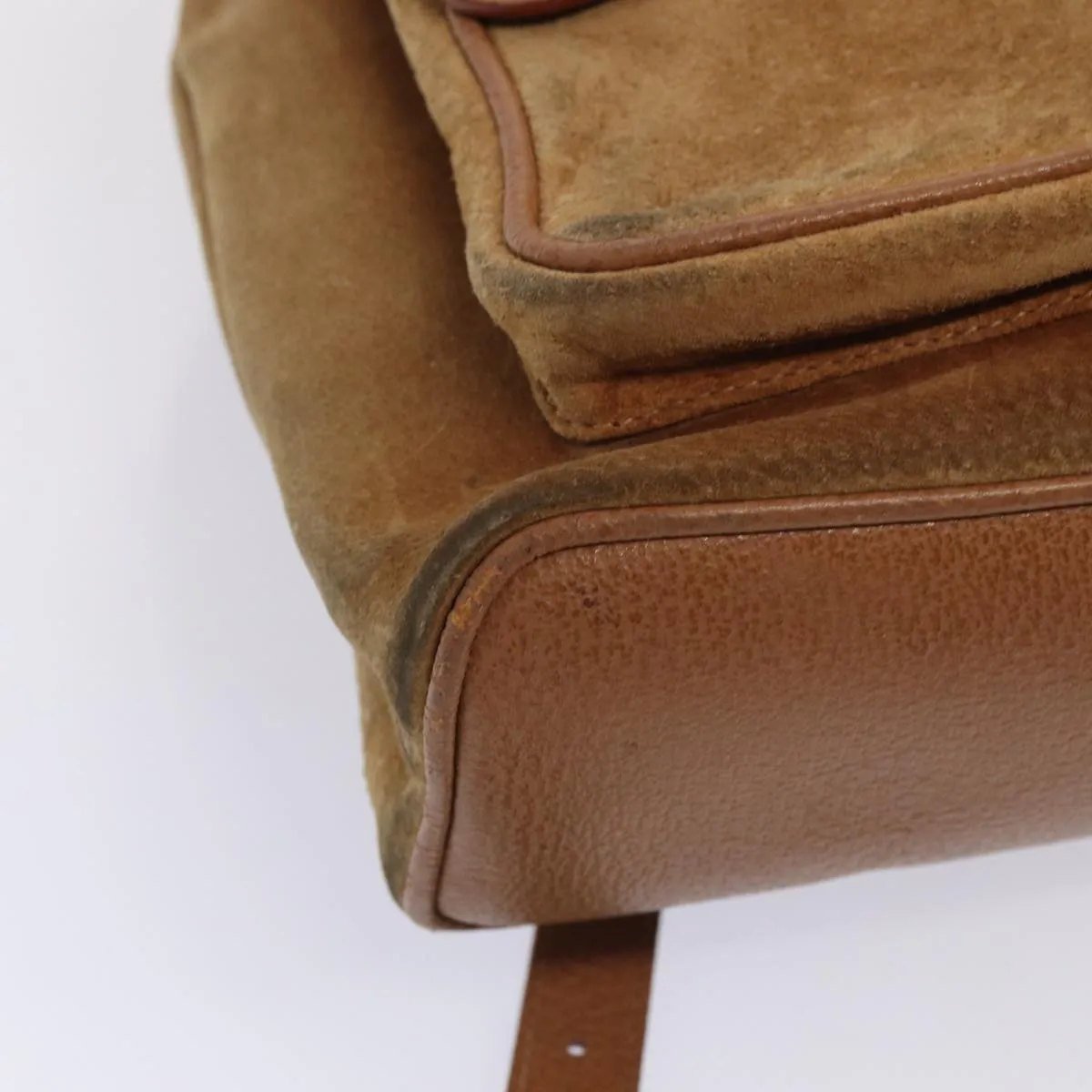 GUCCI Bamboo Shoulder Bag Suede Brown Gold 003 2058 0016  85718