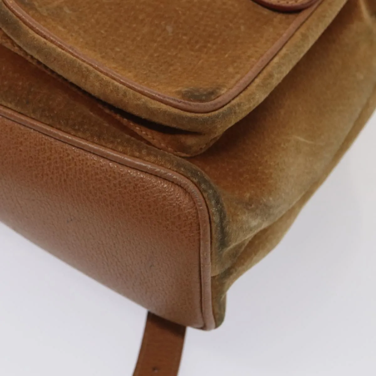 GUCCI Bamboo Shoulder Bag Suede Brown Gold 003 2058 0016  85718