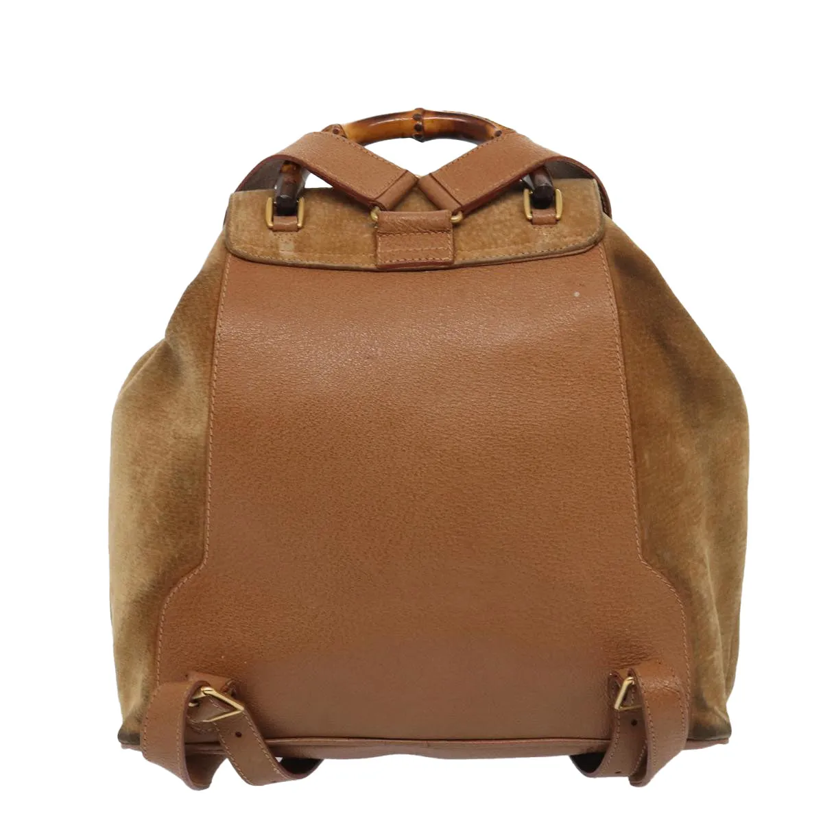 GUCCI Bamboo Shoulder Bag Suede Brown Gold 003 2058 0016  85718