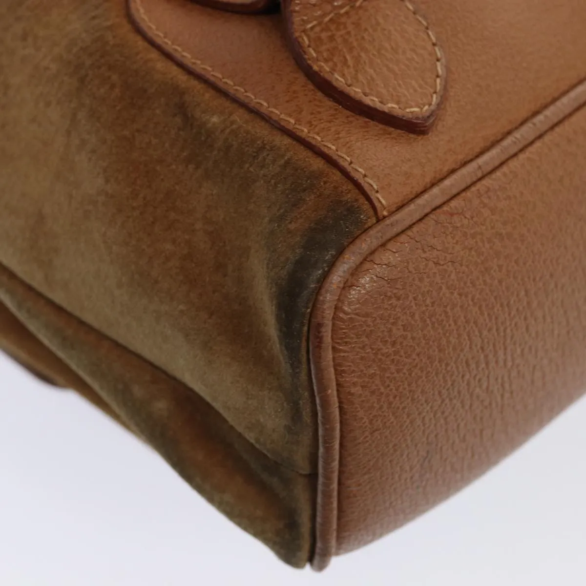 GUCCI Bamboo Shoulder Bag Suede Brown Gold 003 2058 0016  85718