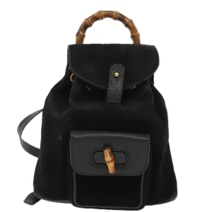 Gucci Bamboo  Suede Backpack Bag (Pre-Owned)