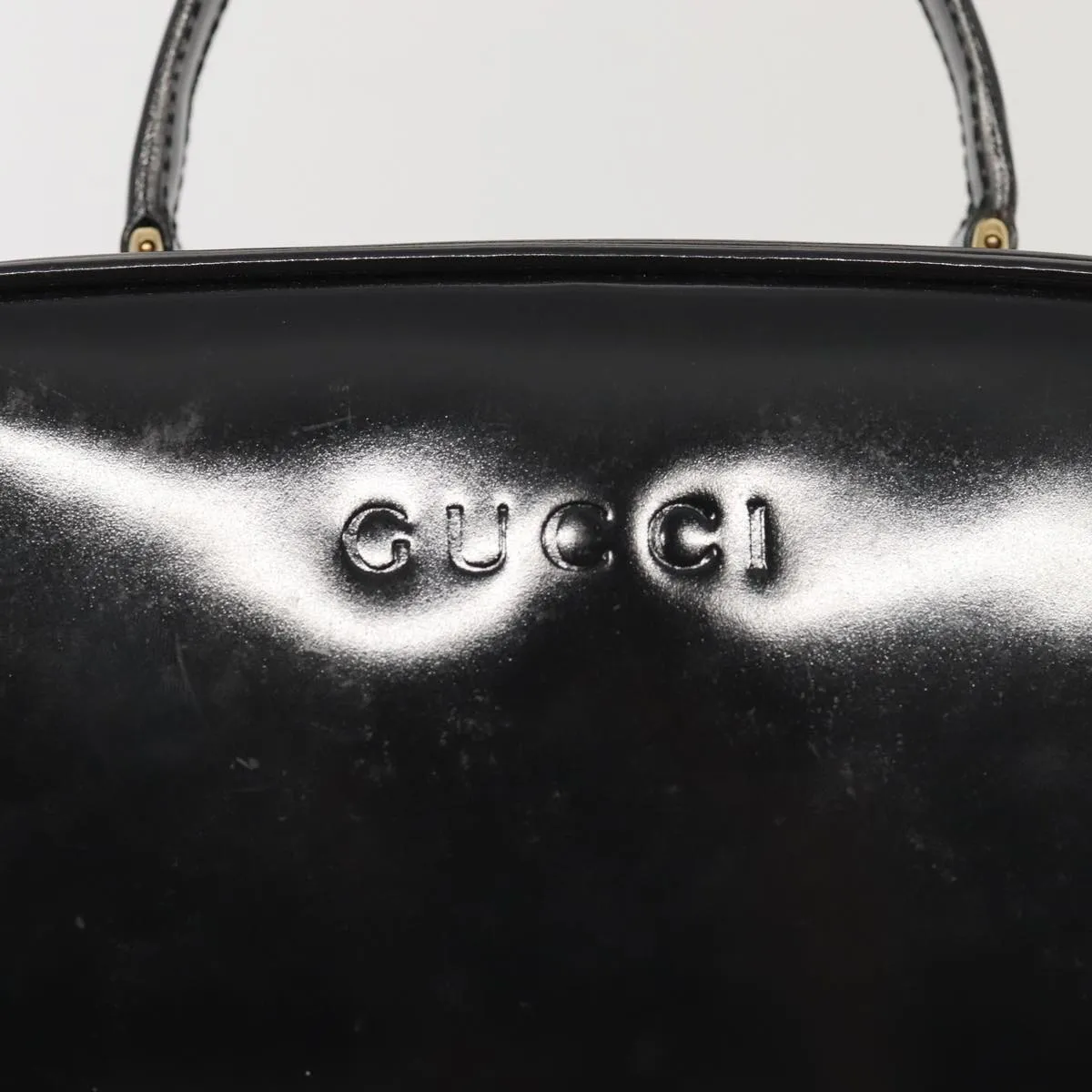 GUCCI Bamboo Vanity Shoulder Bag Enamel 2way Black 000 2040 0323  bs16407
