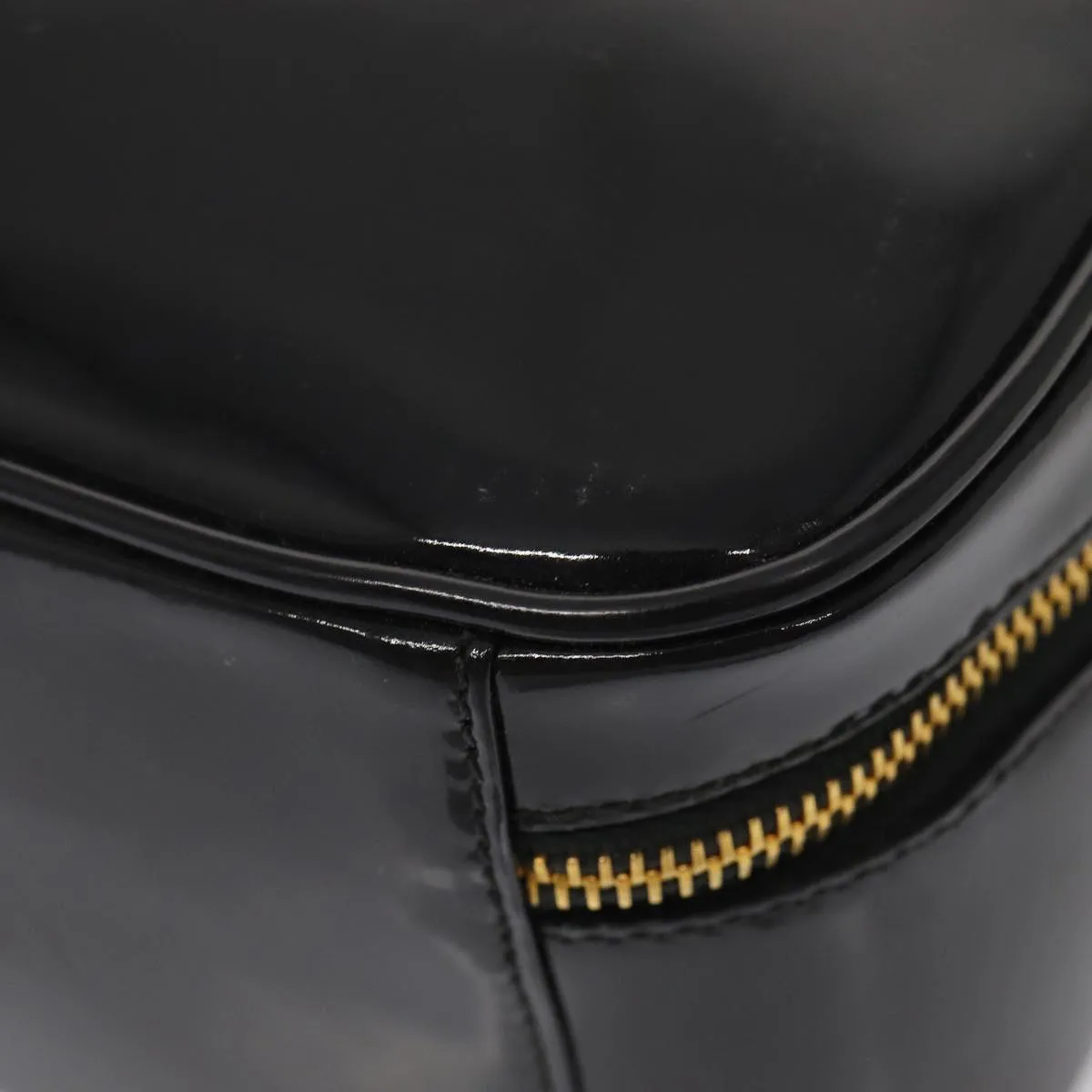 GUCCI Bamboo Vanity Shoulder Bag Enamel 2way Black 000 2040 0323  bs16407