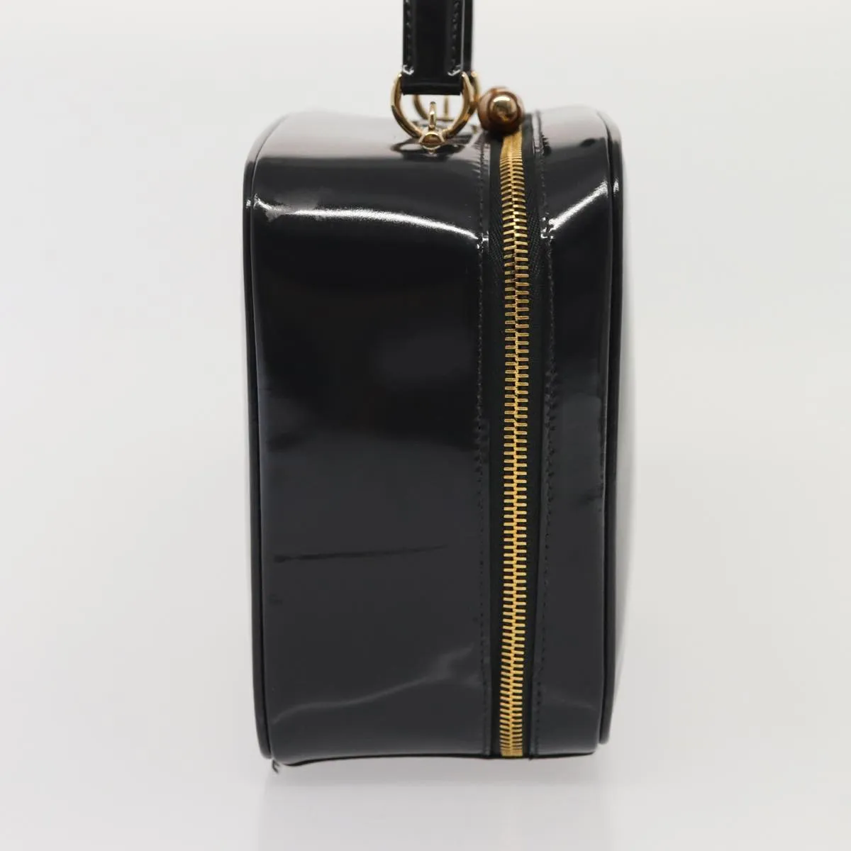GUCCI Bamboo Vanity Shoulder Bag Enamel 2way Black 000 2040 0323  bs16407