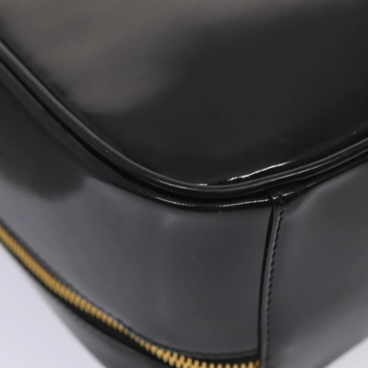 GUCCI Bamboo Vanity Shoulder Bag Enamel 2way Black 000 2040 0323  bs16407