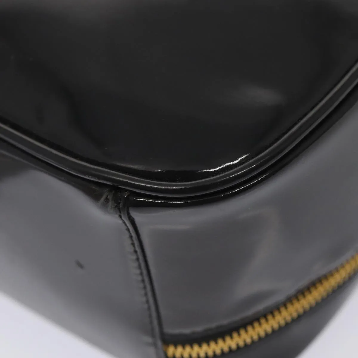 GUCCI Bamboo Vanity Shoulder Bag Enamel 2way Black 000 2040 0323  bs16407