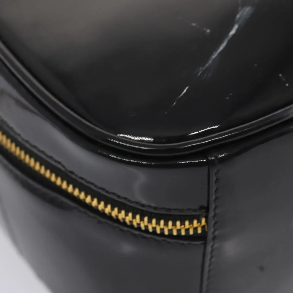 GUCCI Bamboo Vanity Shoulder Bag Enamel 2way Black 000 2040 0323  bs16407