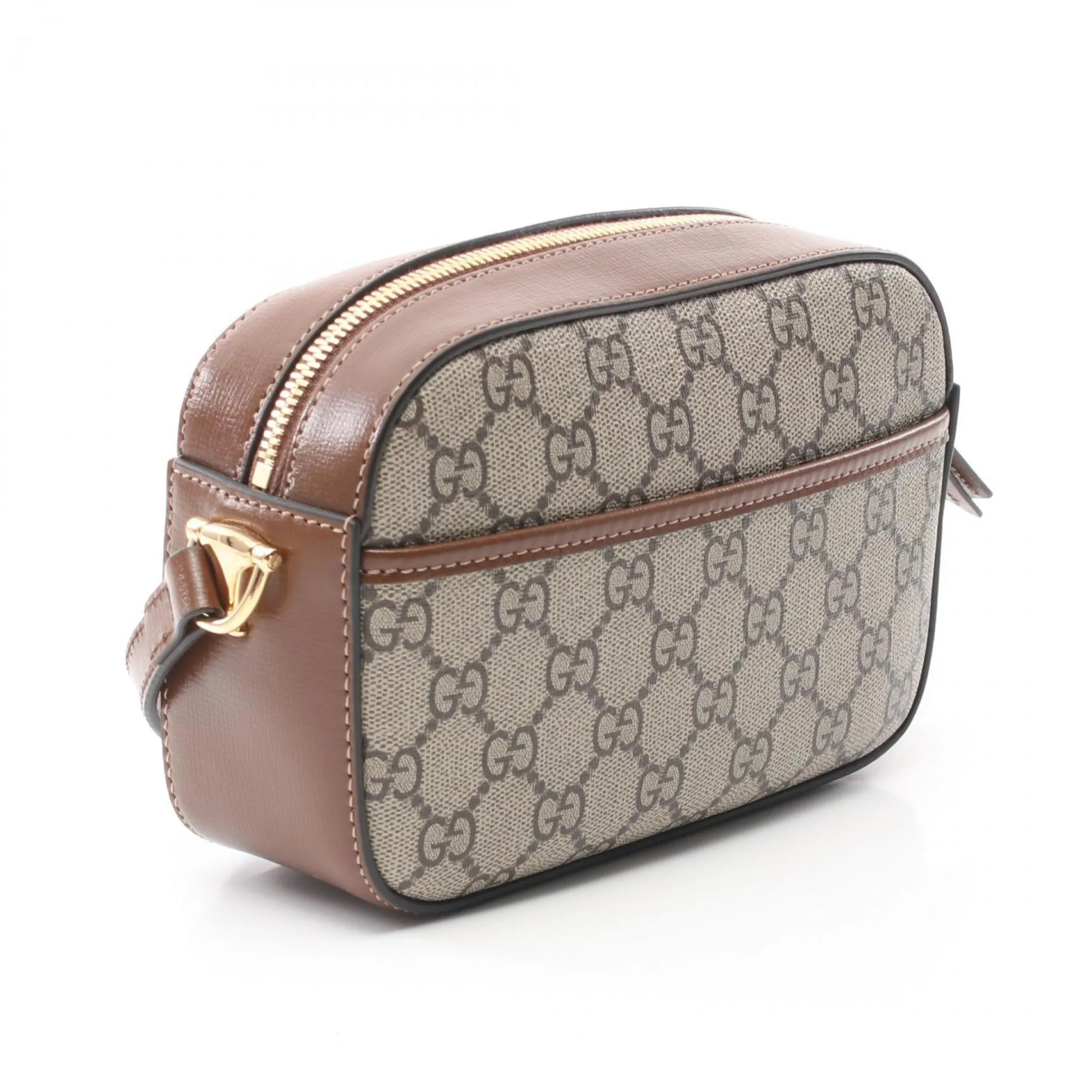 Gucci Beige Brown Coated Canvas Pvc Leather Shoulder Bag ()