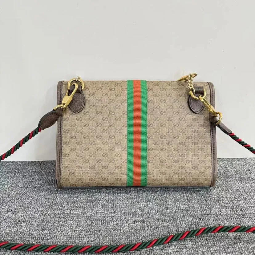 Gucci Beige Ophidia GG Supreme Coated Canvas Small Shoulder Bag