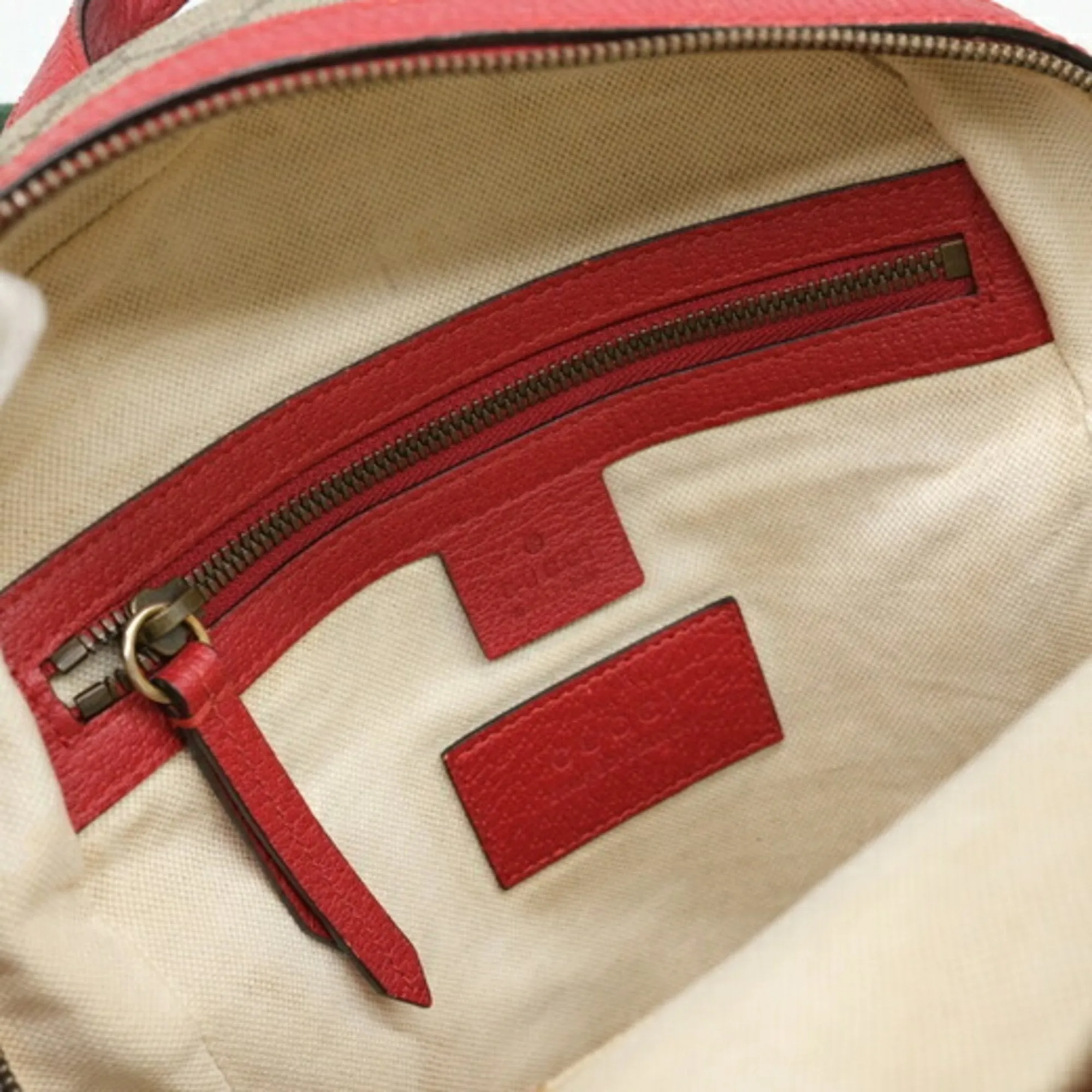 Gucci Beige Pink Red Color Gg Supreme Leather Backpack ()