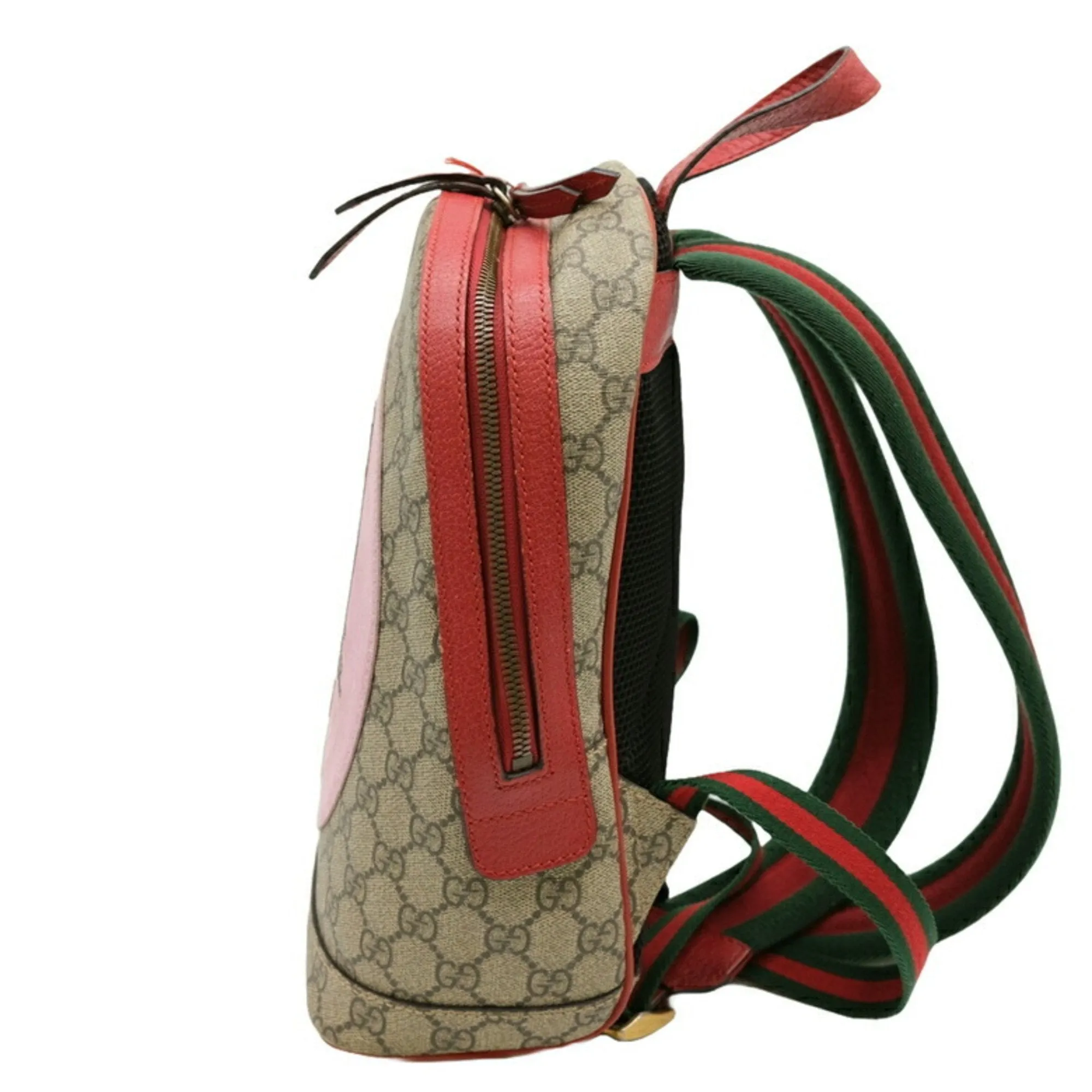 Gucci Beige Pink Red Color Gg Supreme Leather Backpack ()