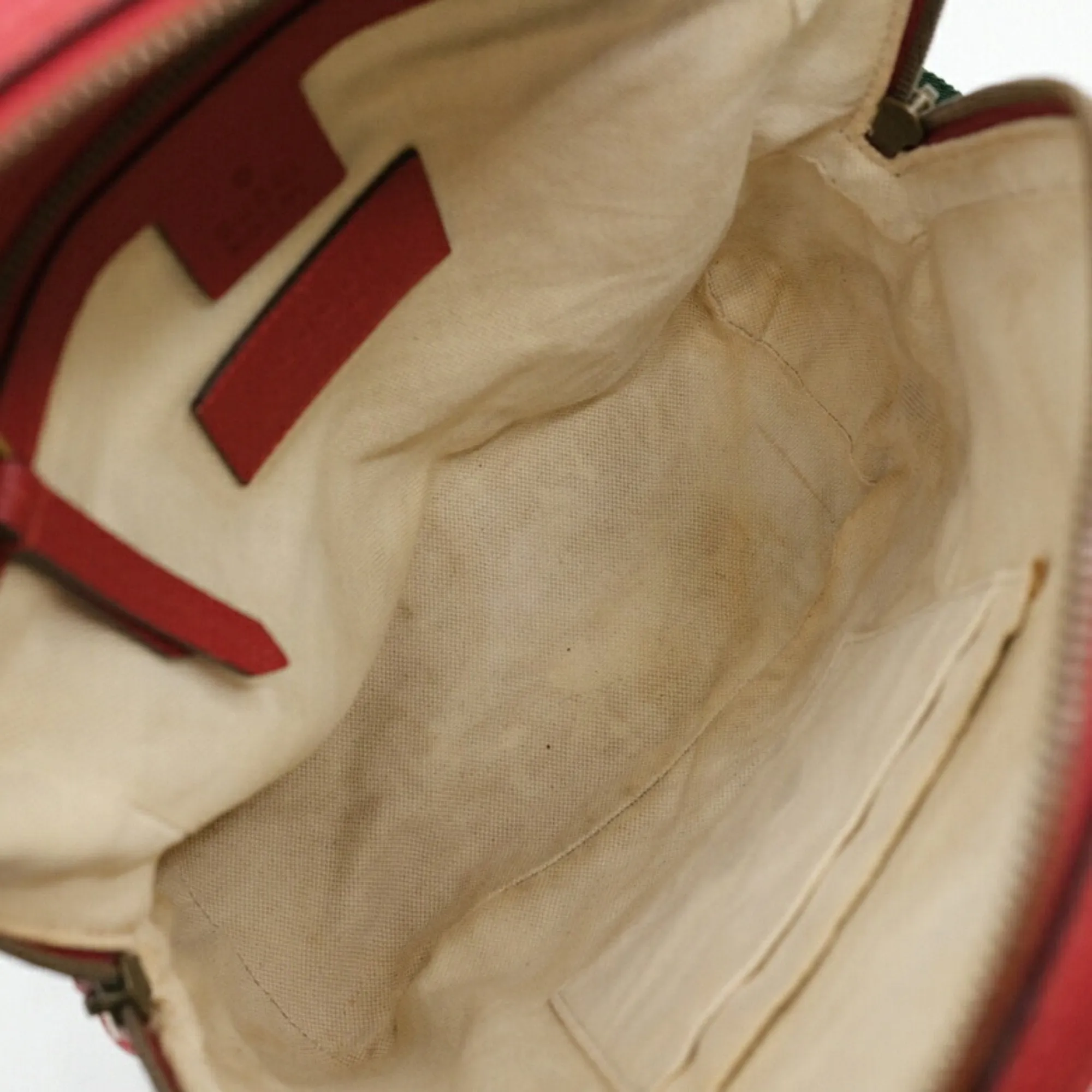 Gucci Beige Pink Red Color Gg Supreme Leather Backpack ()