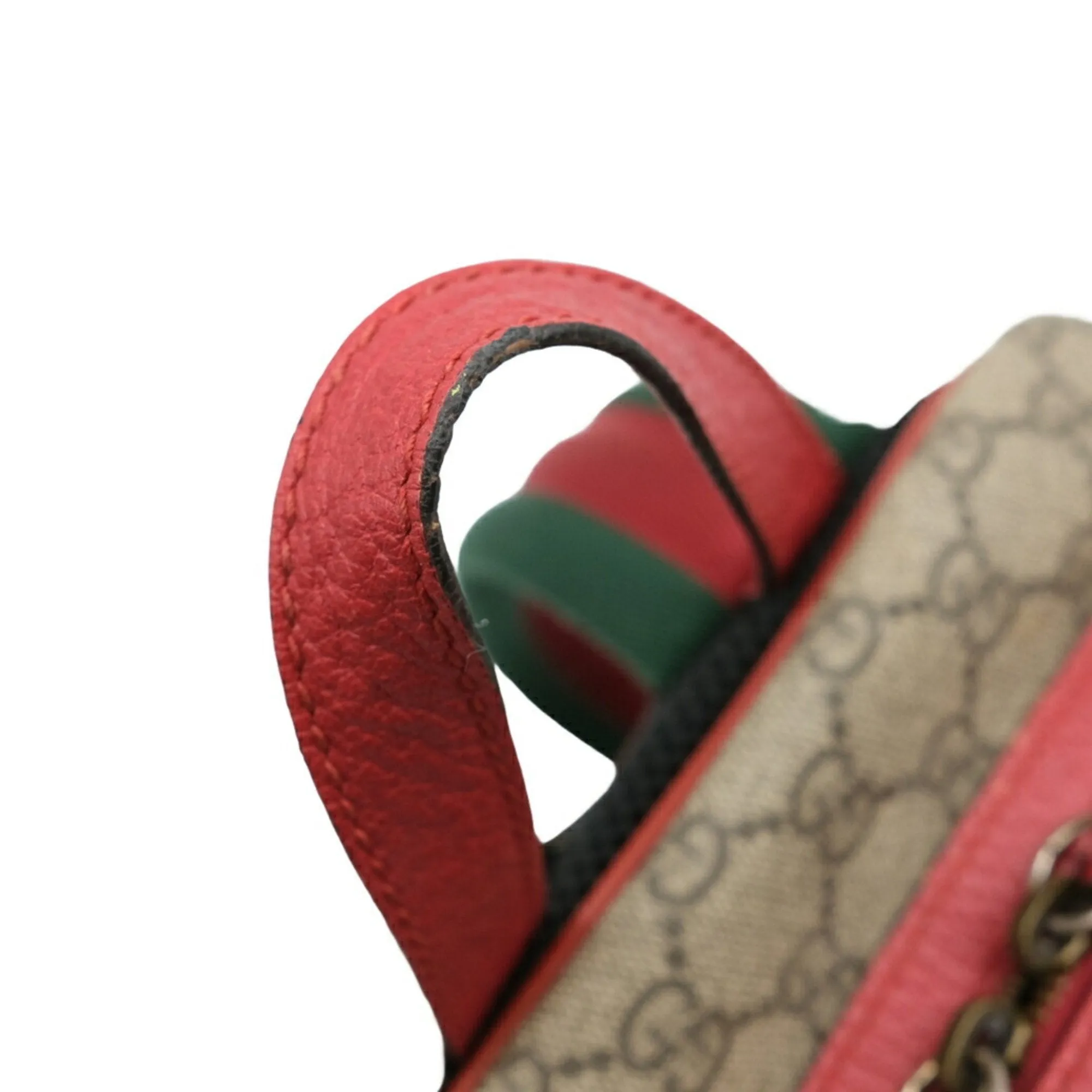 Gucci Beige Pink Red Color Gg Supreme Leather Backpack ()