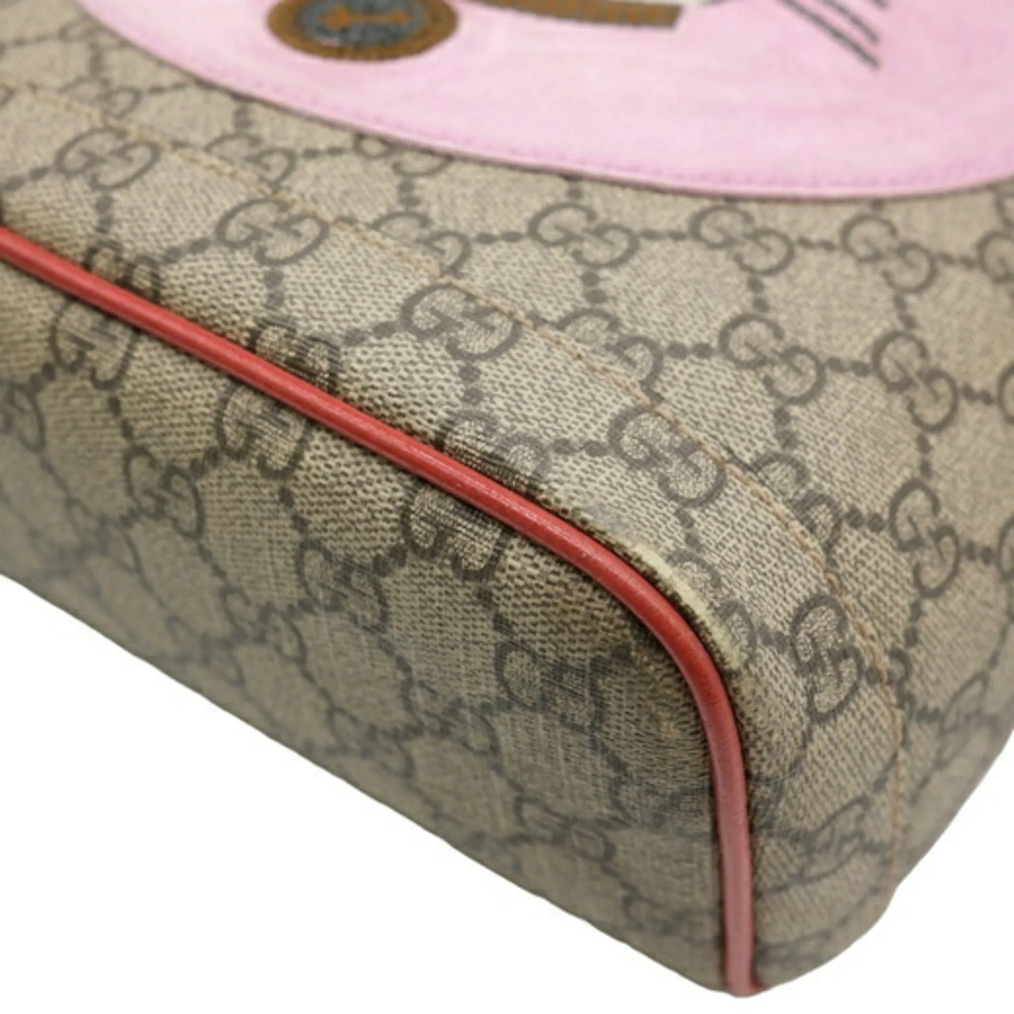 Gucci Beige Pink Red Color Gg Supreme Leather Backpack ()