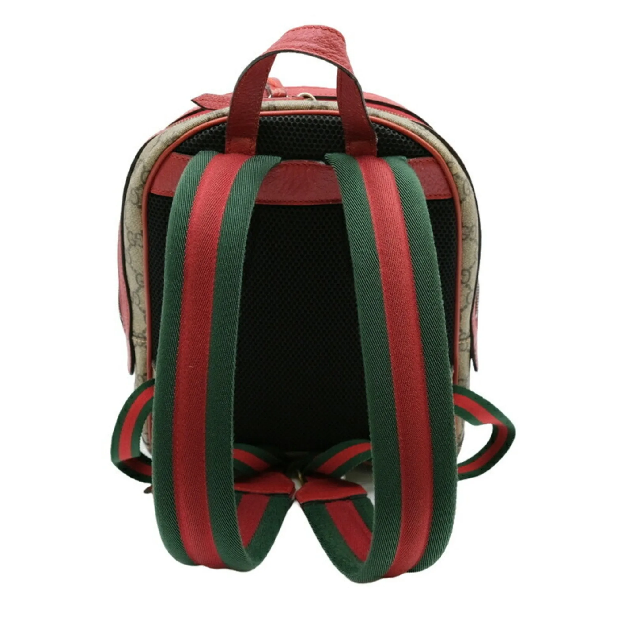 Gucci Beige Pink Red Color Gg Supreme Leather Backpack ()