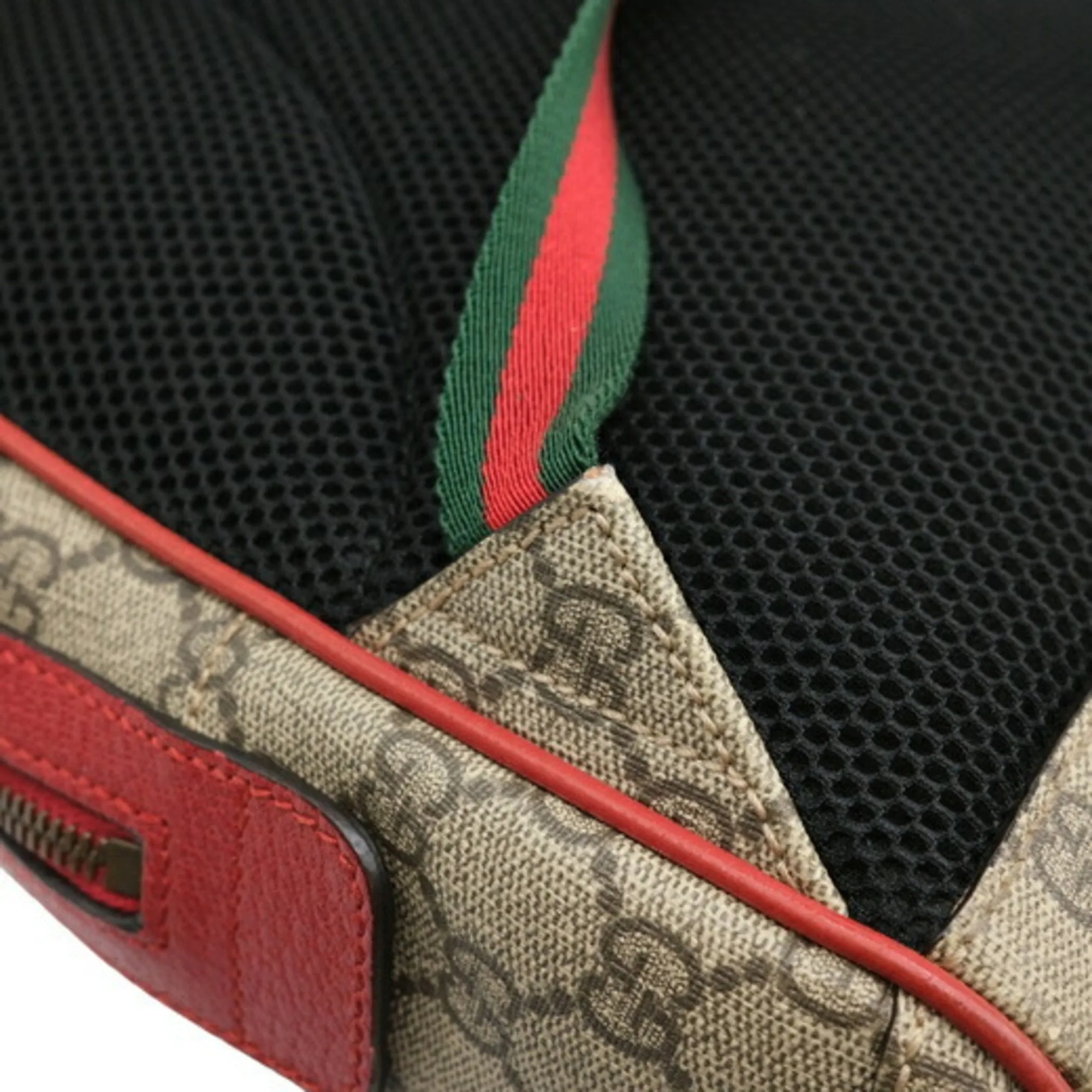 Gucci Beige Pink Red Color Gg Supreme Leather Backpack ()