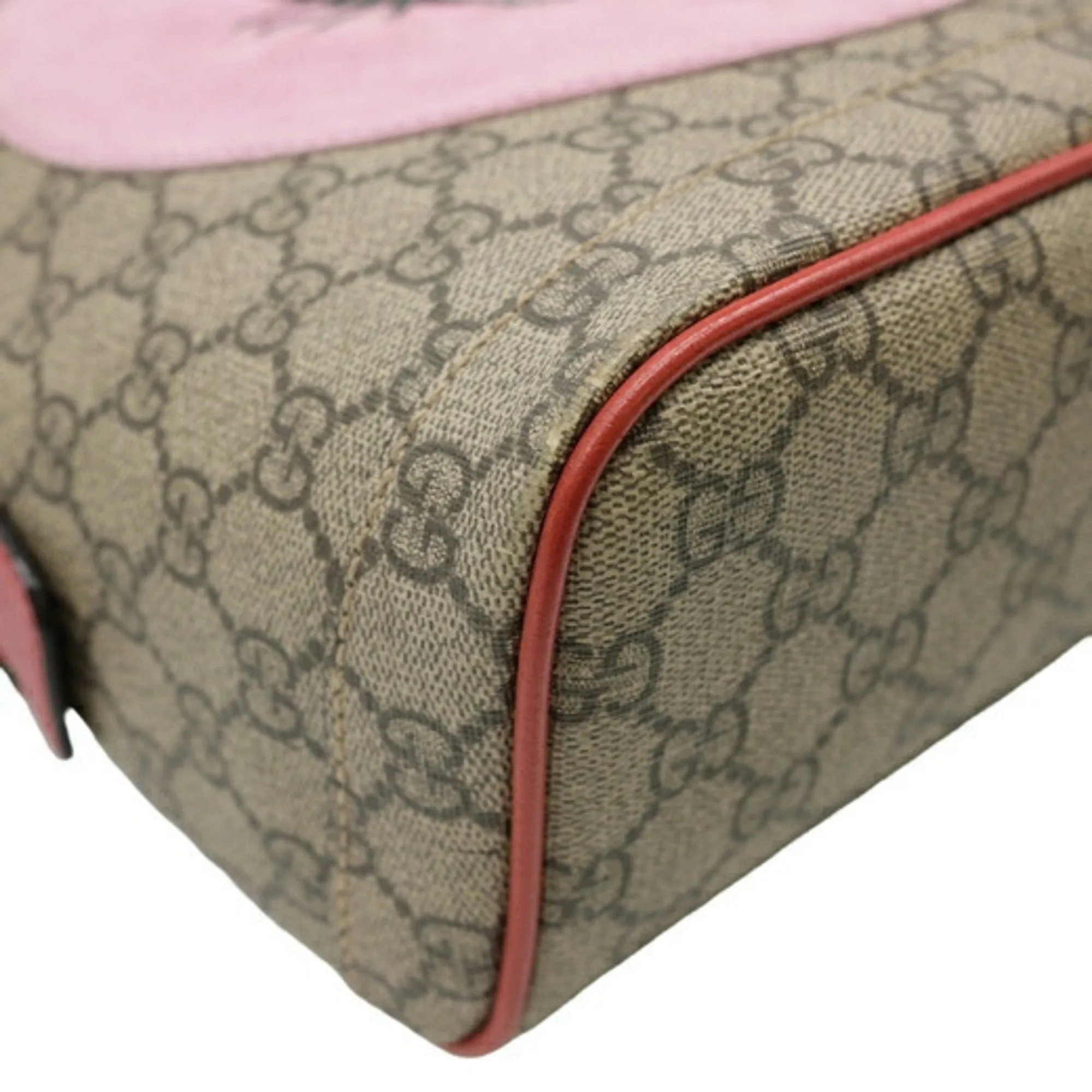 Gucci Beige Pink Red Color Gg Supreme Leather Backpack ()