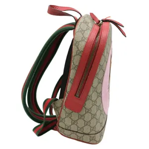 Gucci Beige Pink Red Color Gg Supreme Leather Backpack ()