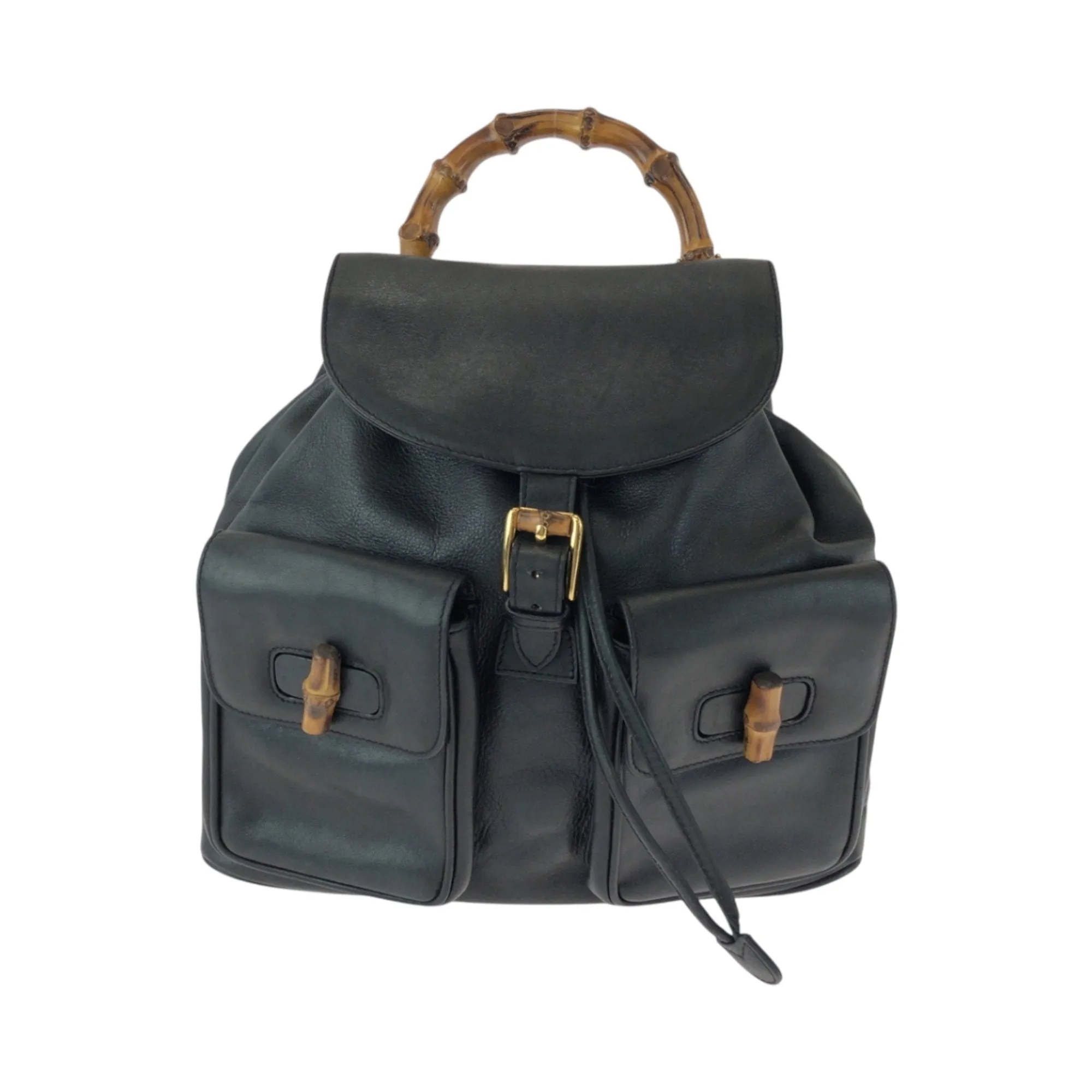 Gucci Black Brown Leather Backpack ()