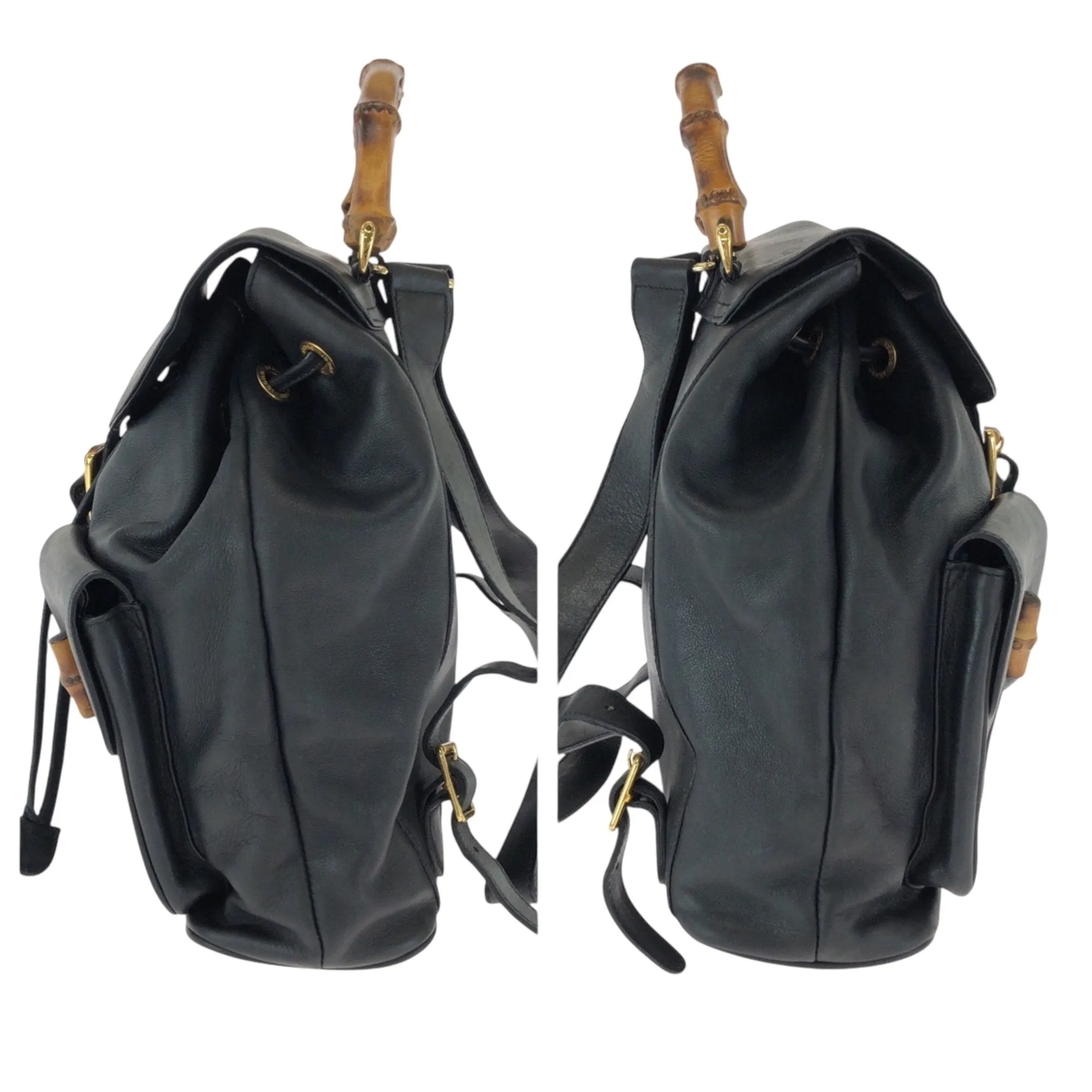 Gucci Black Brown Leather Backpack ()