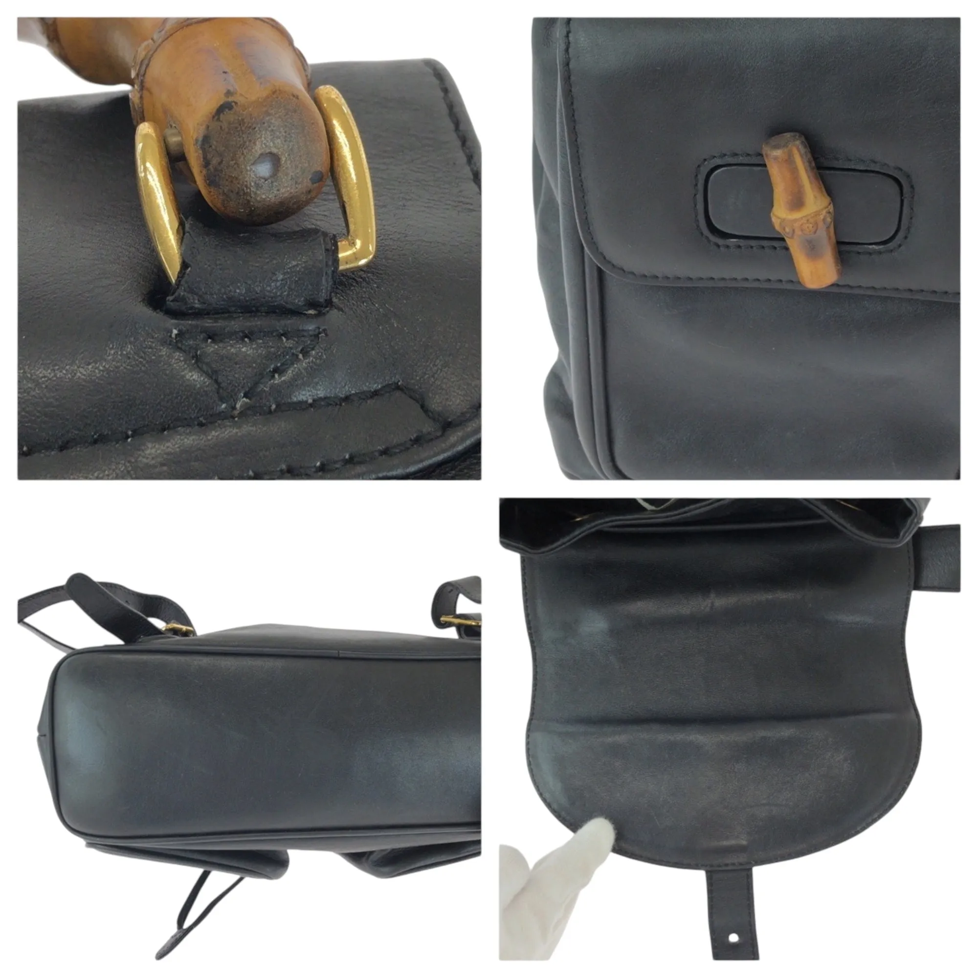 Gucci Black Brown Leather Backpack ()