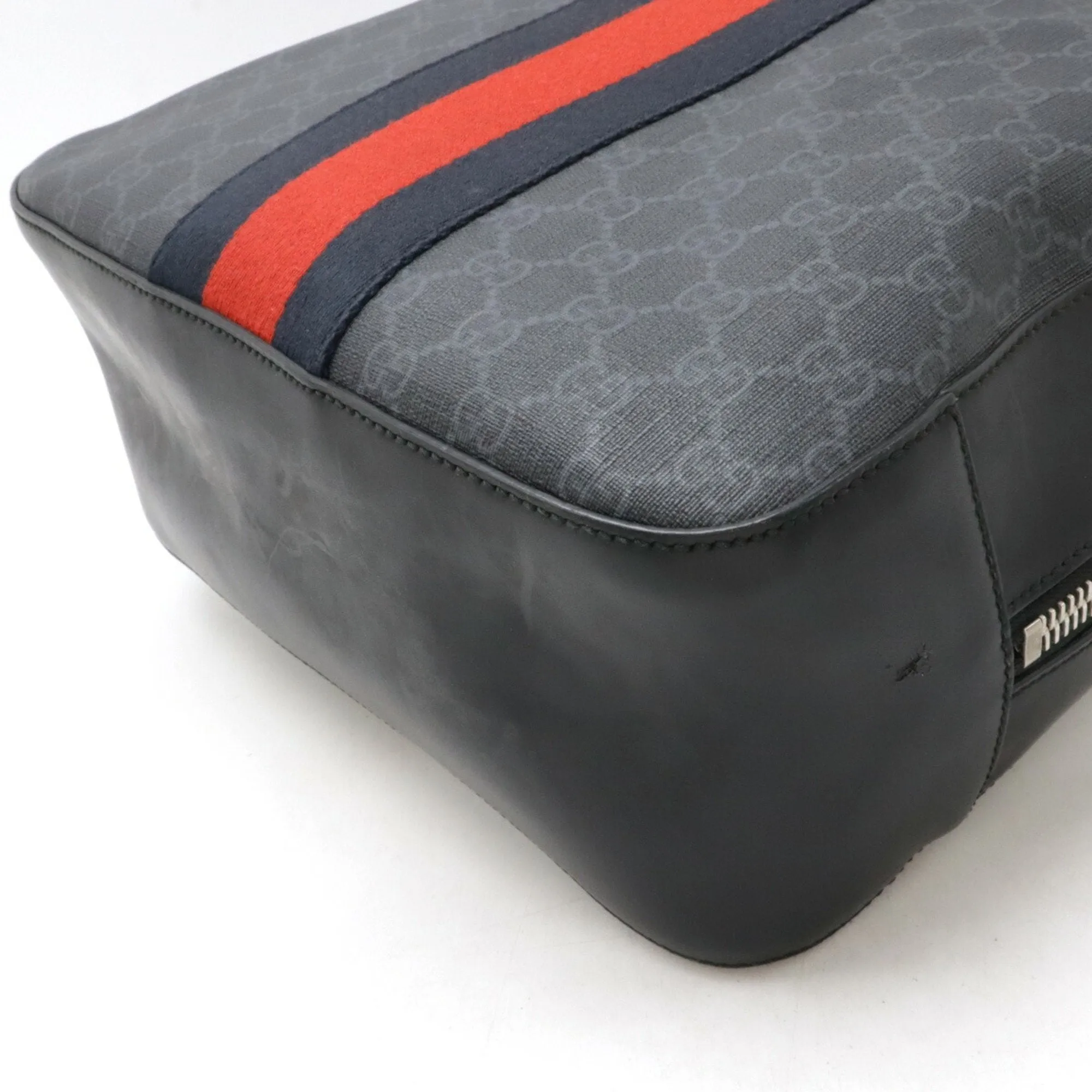 Gucci Black Dark Gray Navy Red Color Pvc Leather Backpack ()