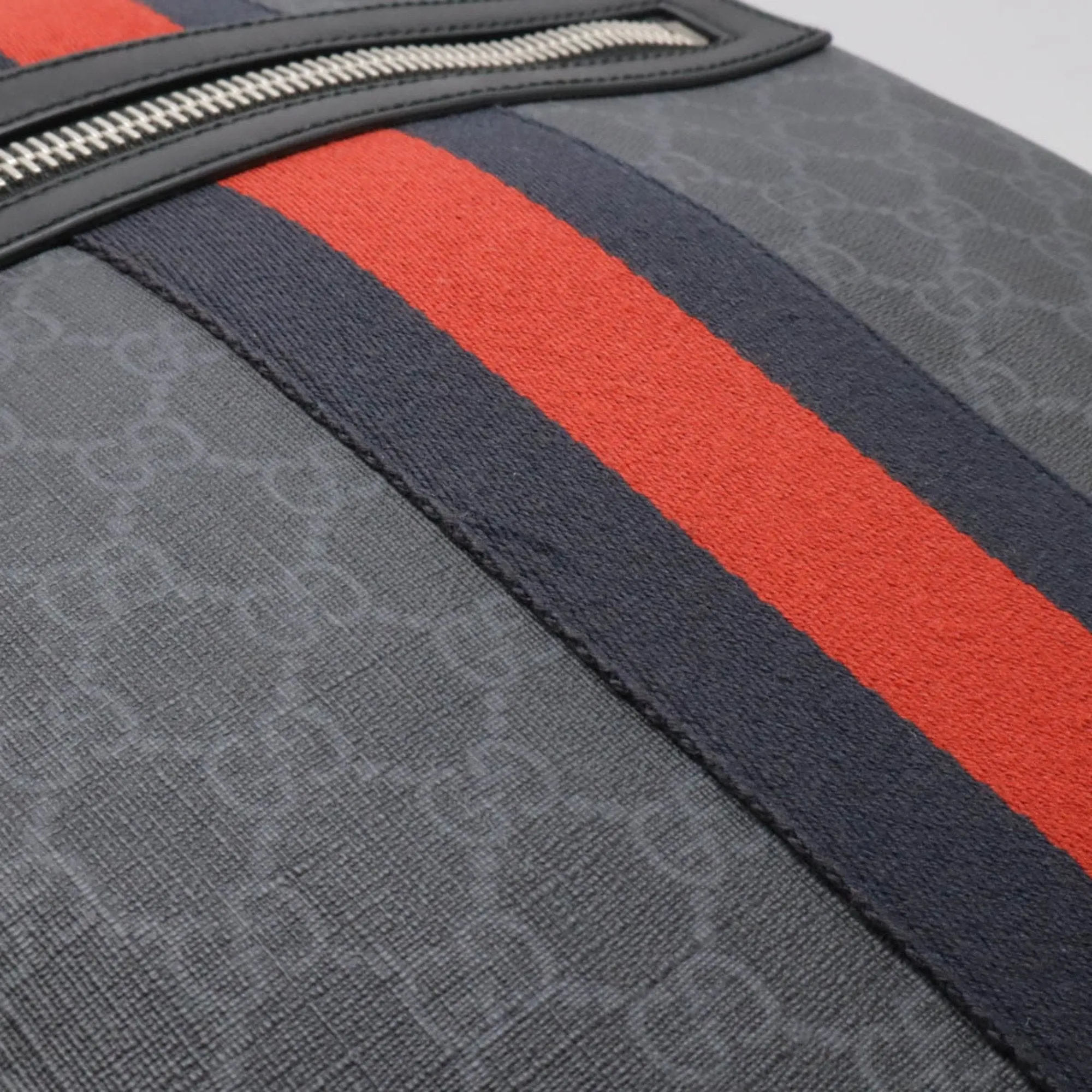 Gucci Black Dark Gray Navy Red Color Pvc Leather Backpack ()