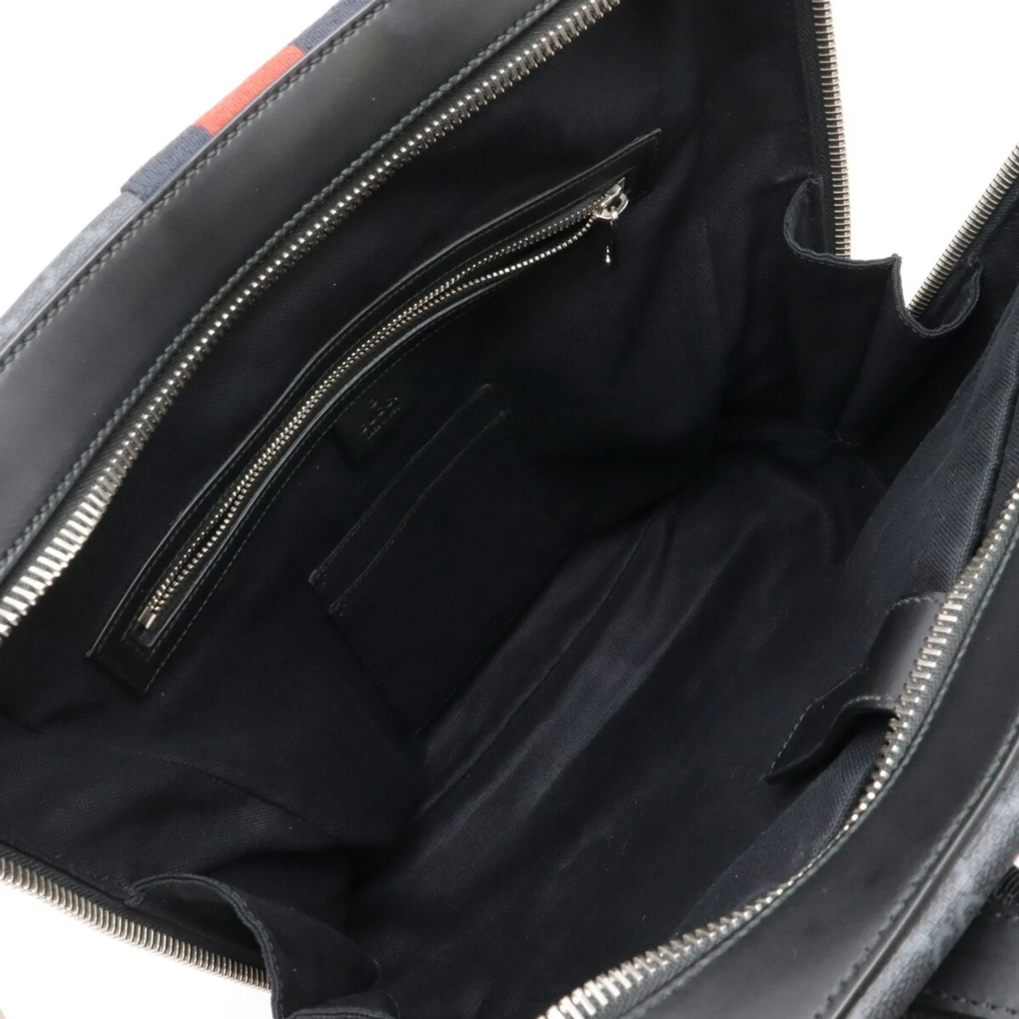 Gucci Black Dark Gray Navy Red Color Pvc Leather Backpack ()