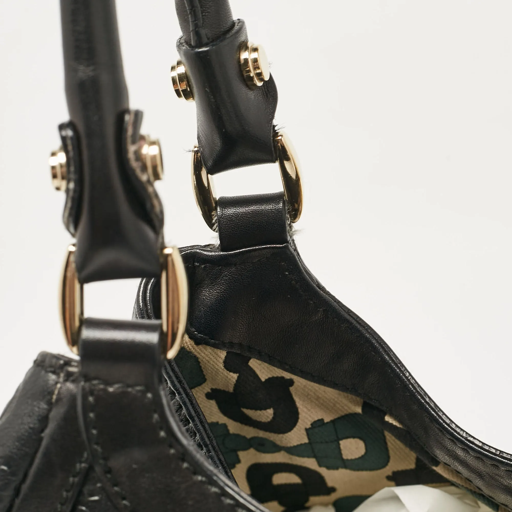 Gucci Black Guccissima Leather Abbey D-Ring Shoulder Bag