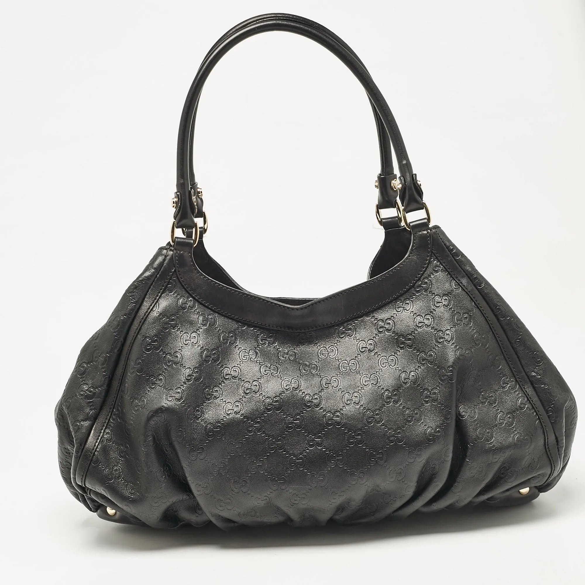 Gucci Black Guccissima Leather Abbey D-Ring Shoulder Bag