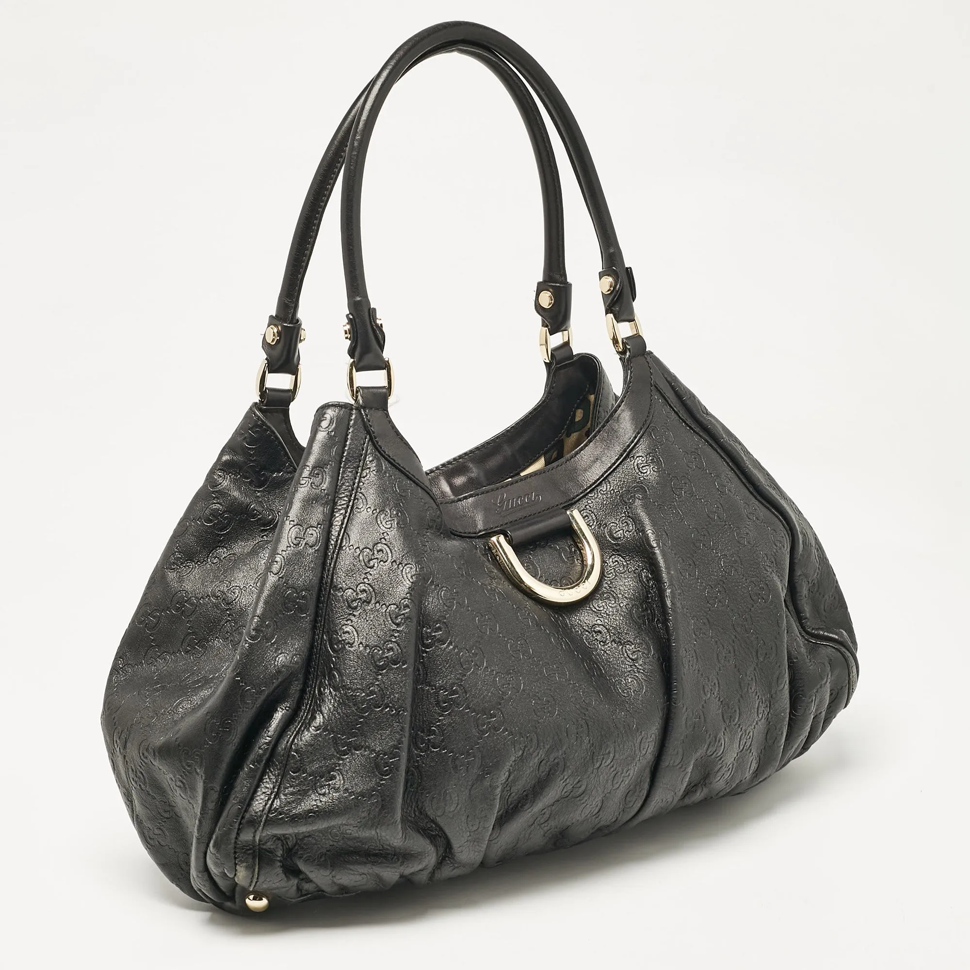Gucci Black Guccissima Leather Abbey D-Ring Shoulder Bag