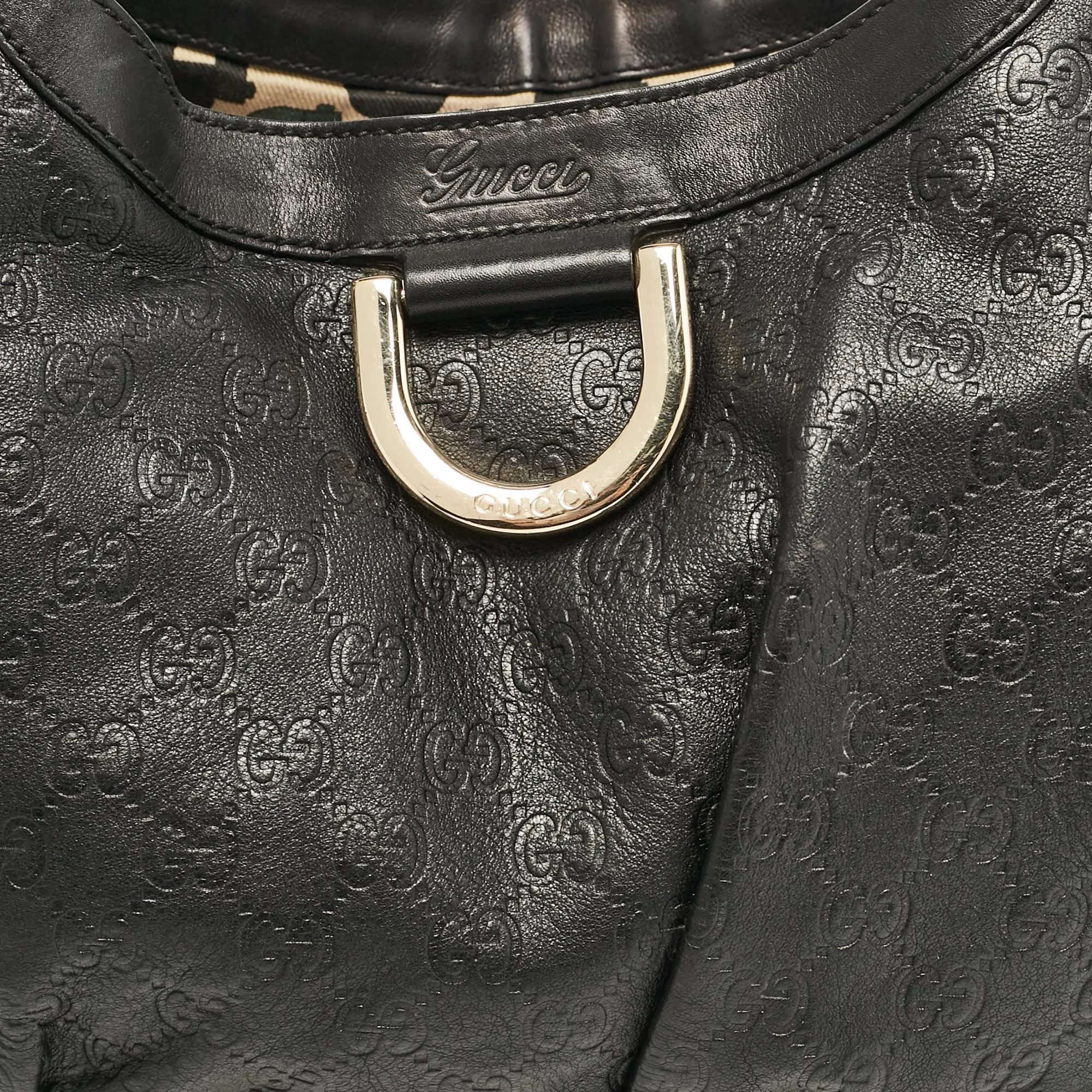Gucci Black Guccissima Leather Abbey D-Ring Shoulder Bag