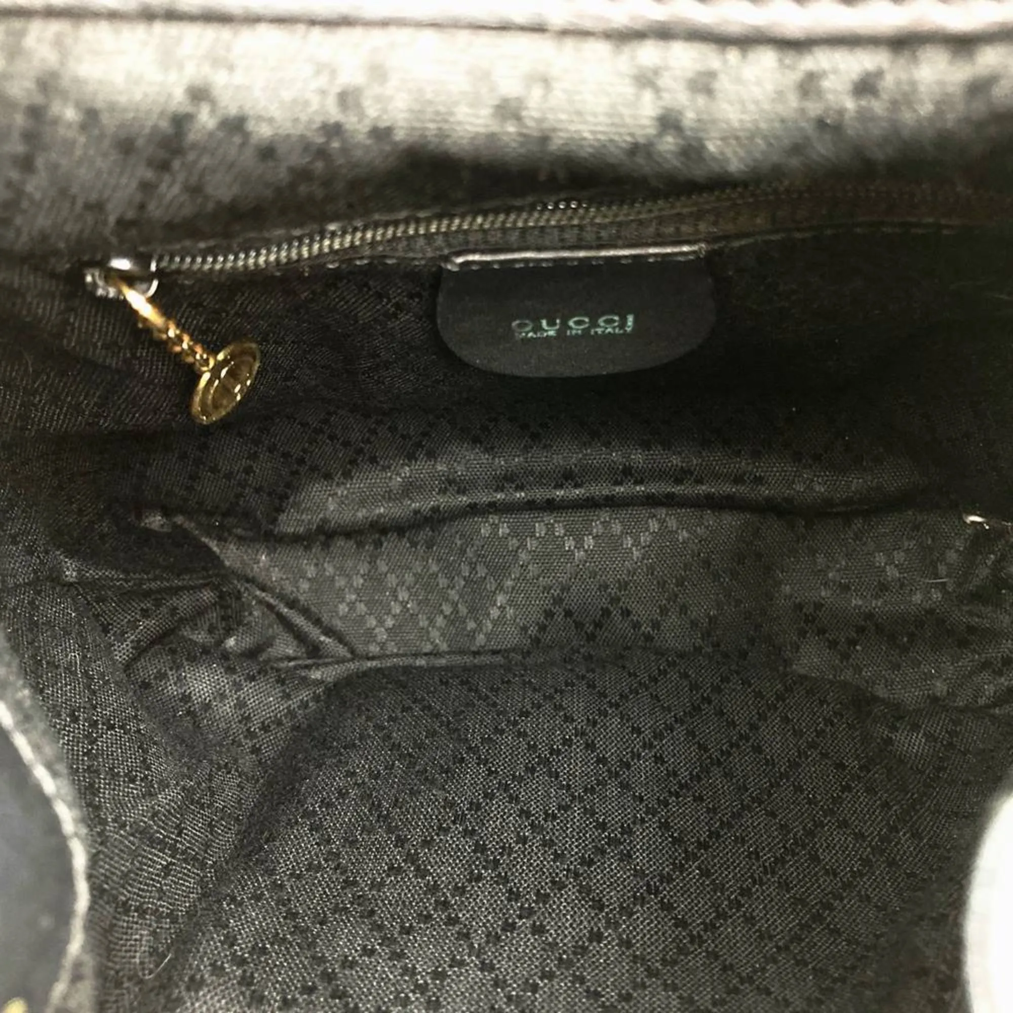 Gucci Black Leather Bamboo Backpack ()