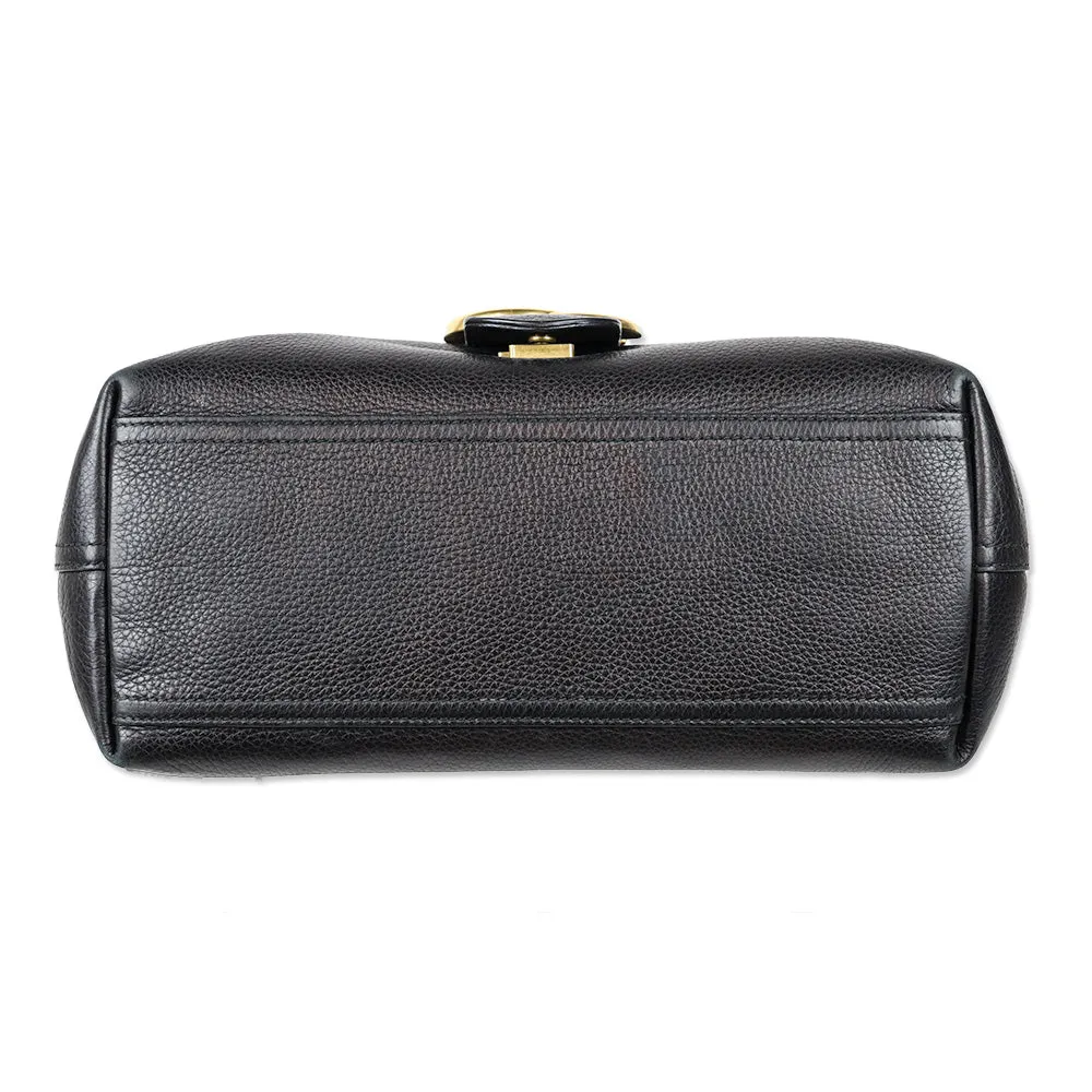 Gucci Black Leather Large GG Marmont Flap Shoulder Bag