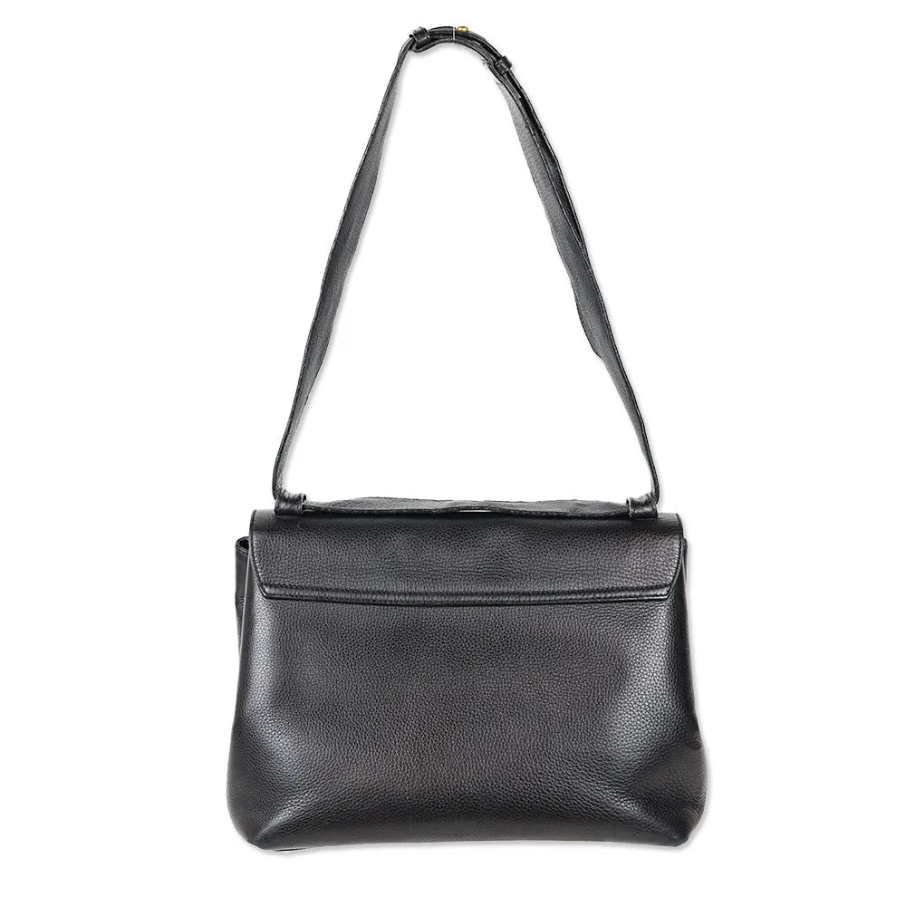 Gucci Black Leather Large GG Marmont Flap Shoulder Bag