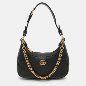 Gucci Black Leather Small Aphrodite Shoulder Bag