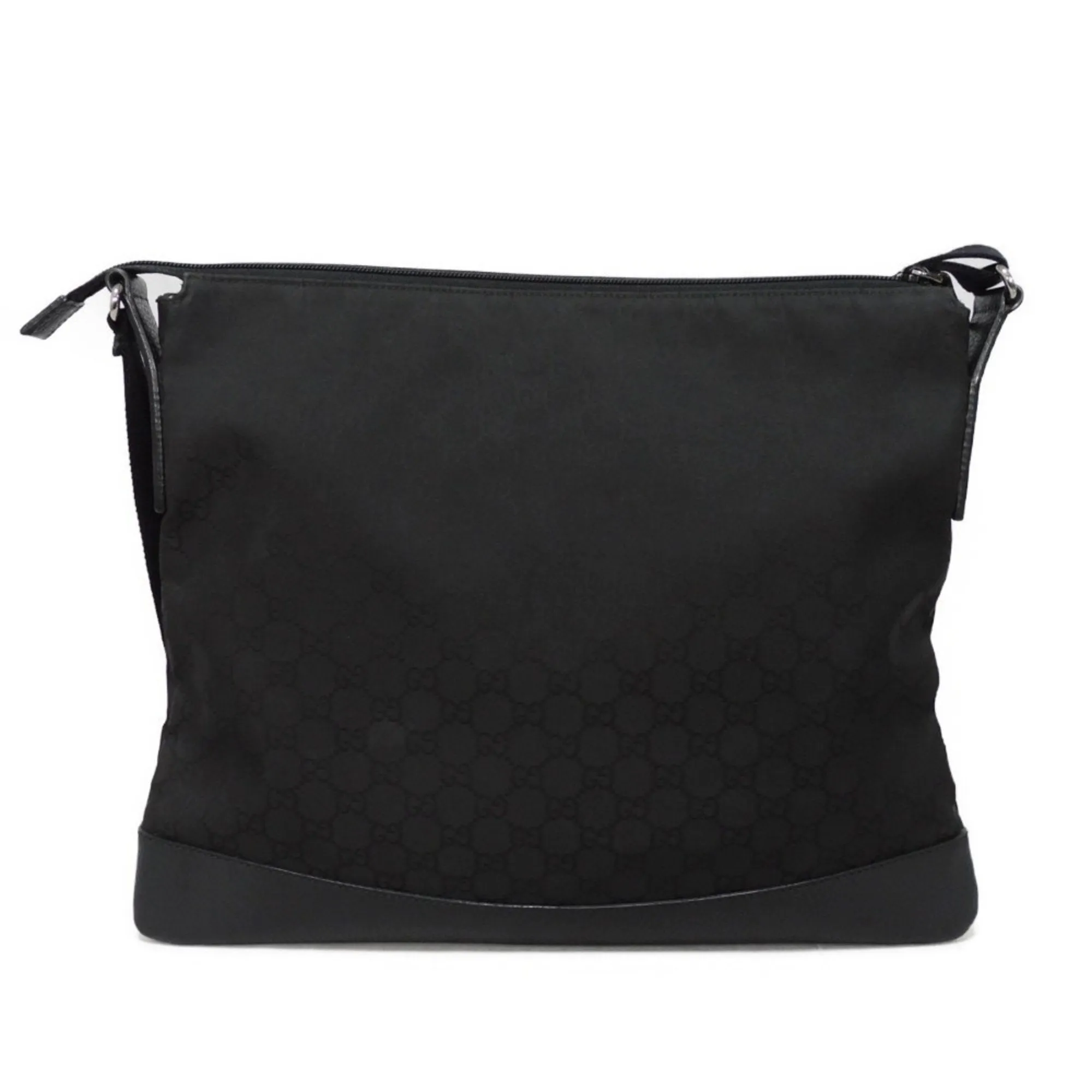 Gucci Black Nylon Canvas Leather Messenger Bag Shoulder Bag ()